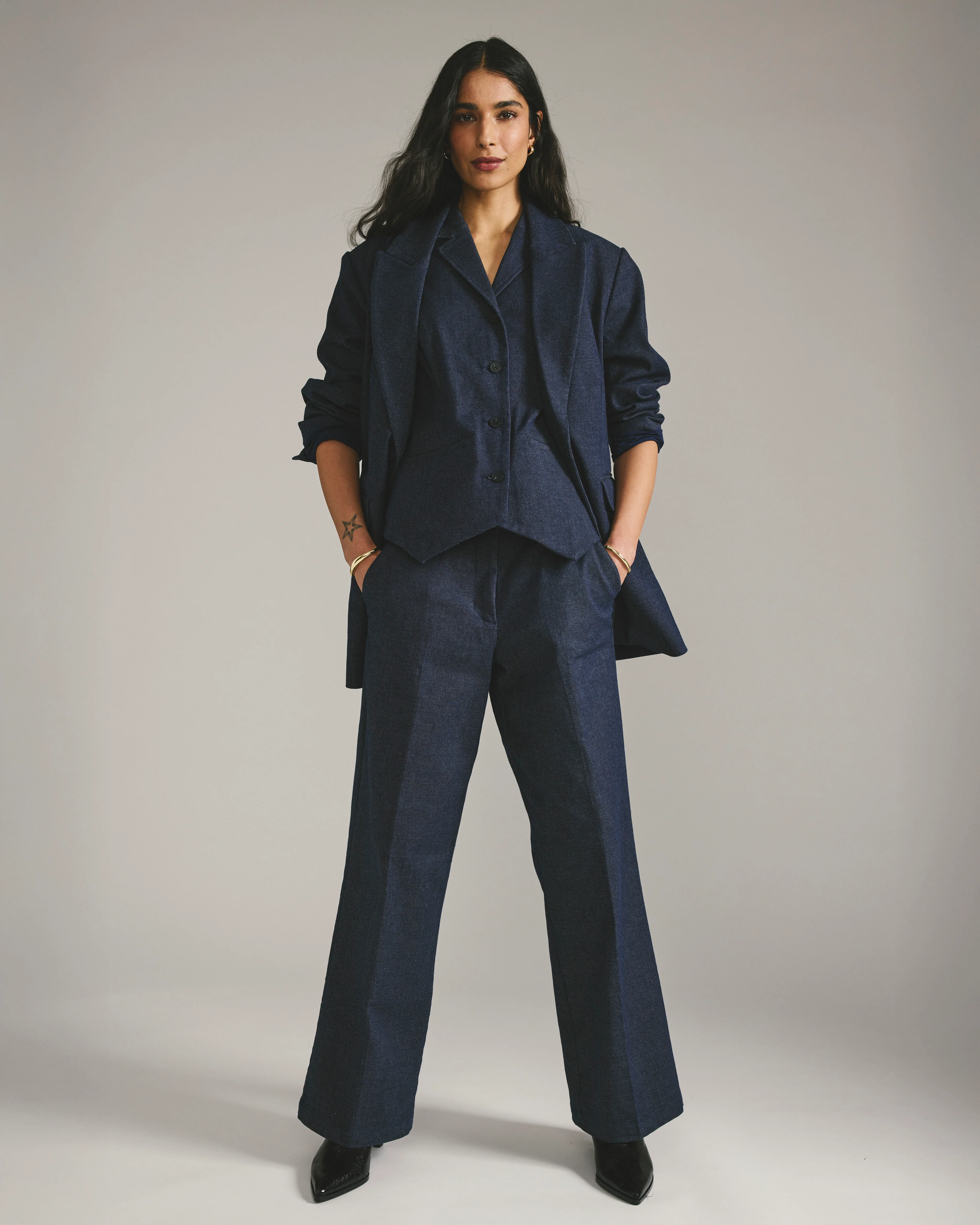 Edwin Denim Look Vest - Dark Indigo - Image 2