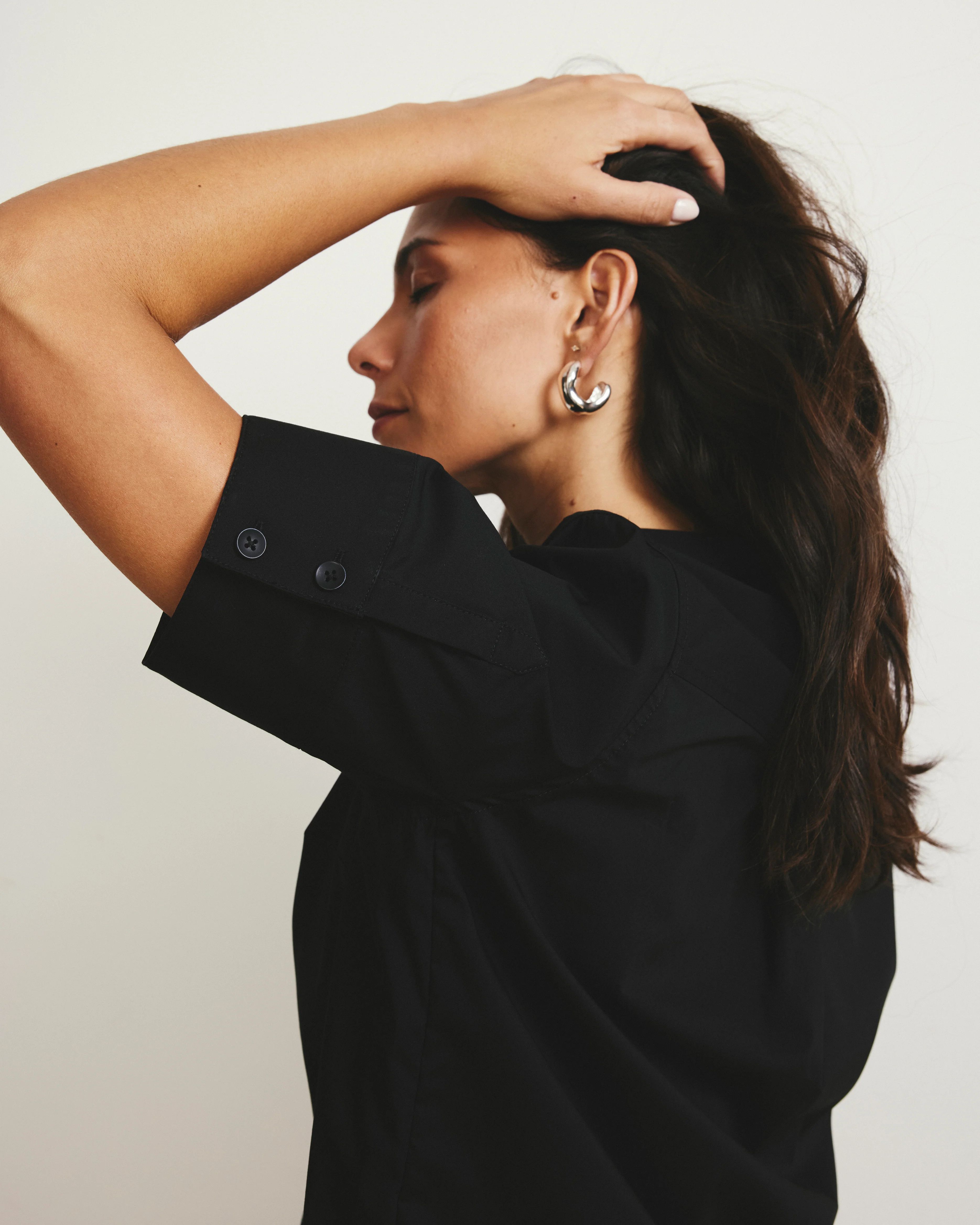 Elbe Stretch Poplin Short Sleeve Shirt - Black