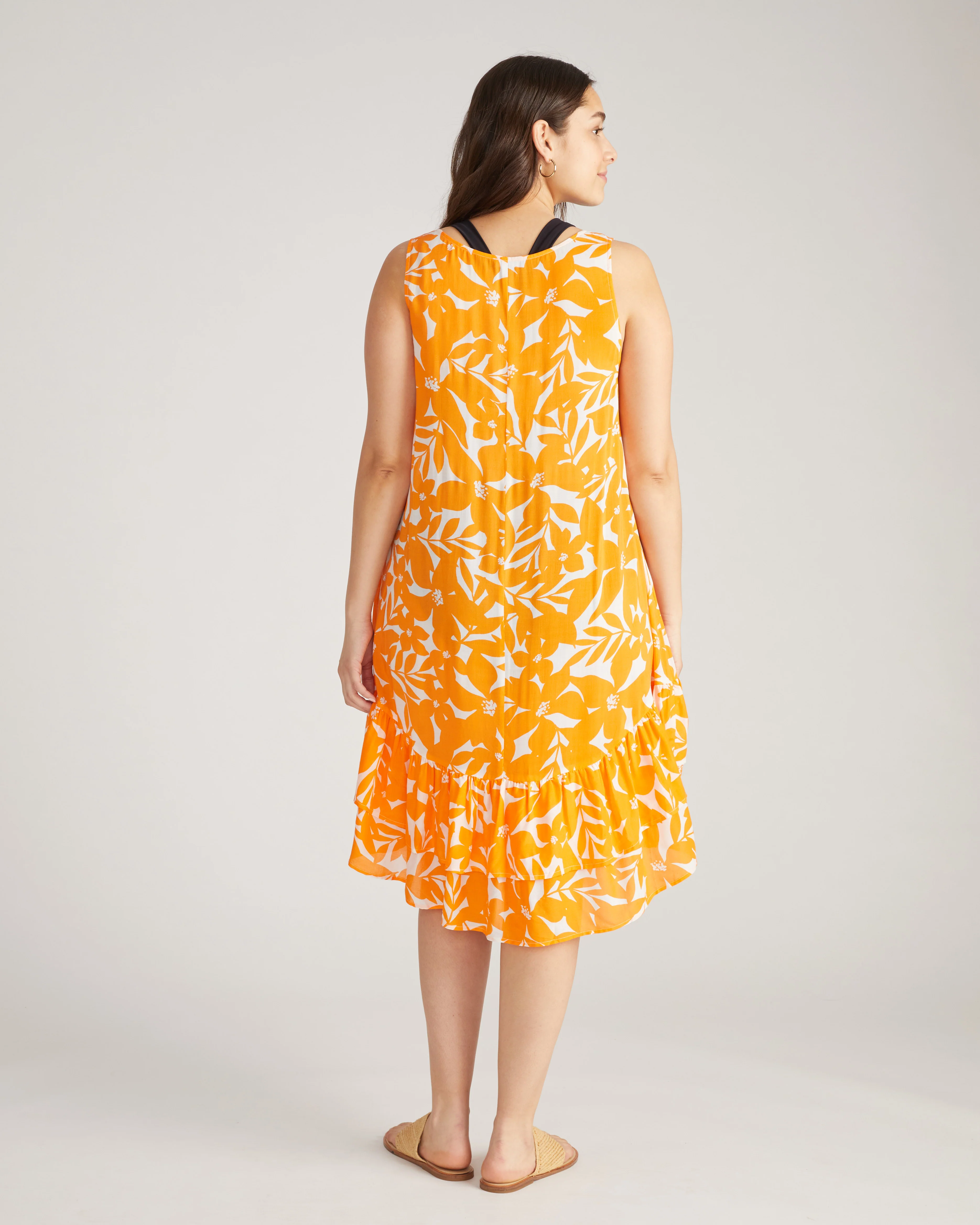 Elodie Voile Dress - Petal Palette Print in Arancia - Image 3