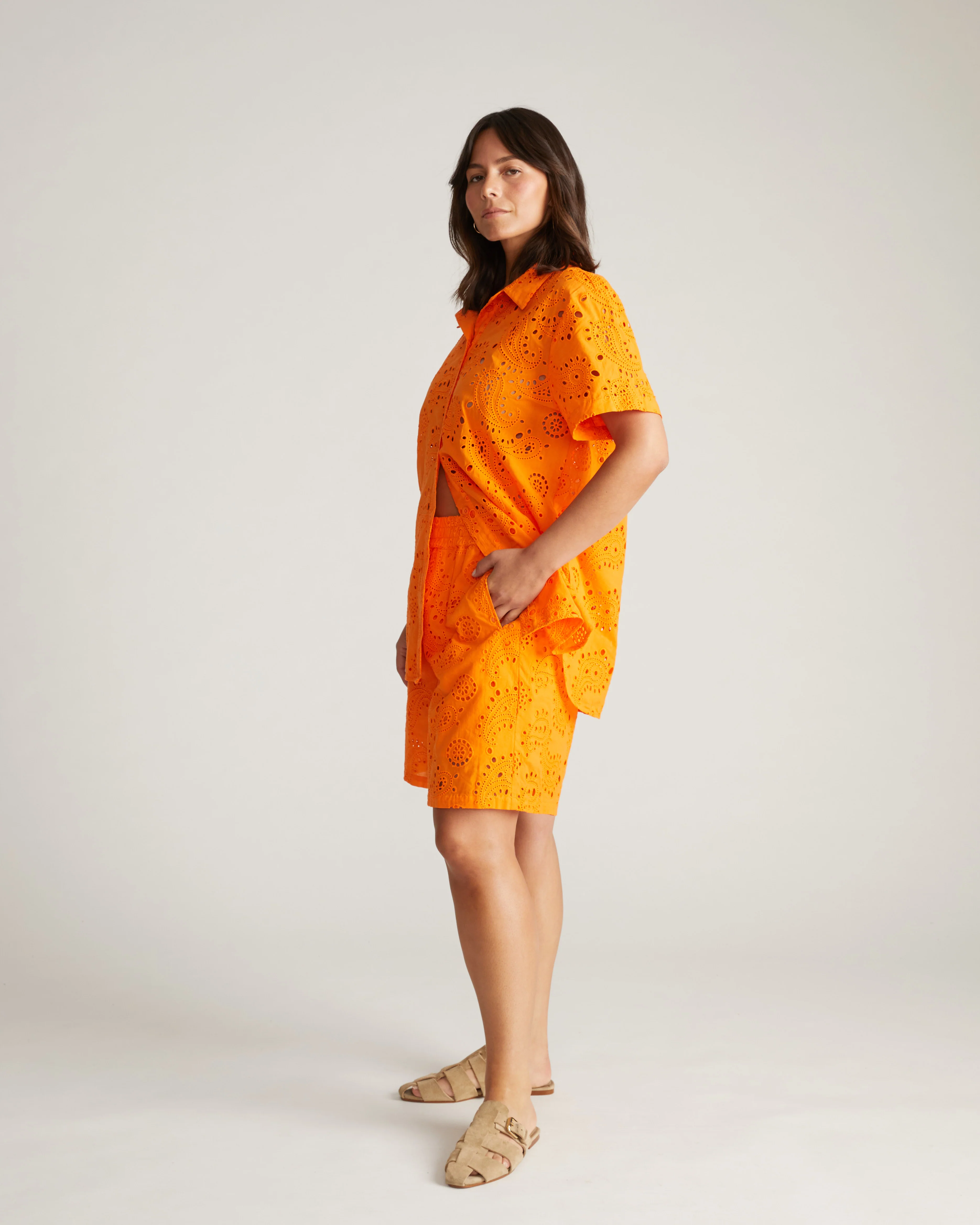 Erica Cotton Eyelet Shirt - Arancia - Image 3