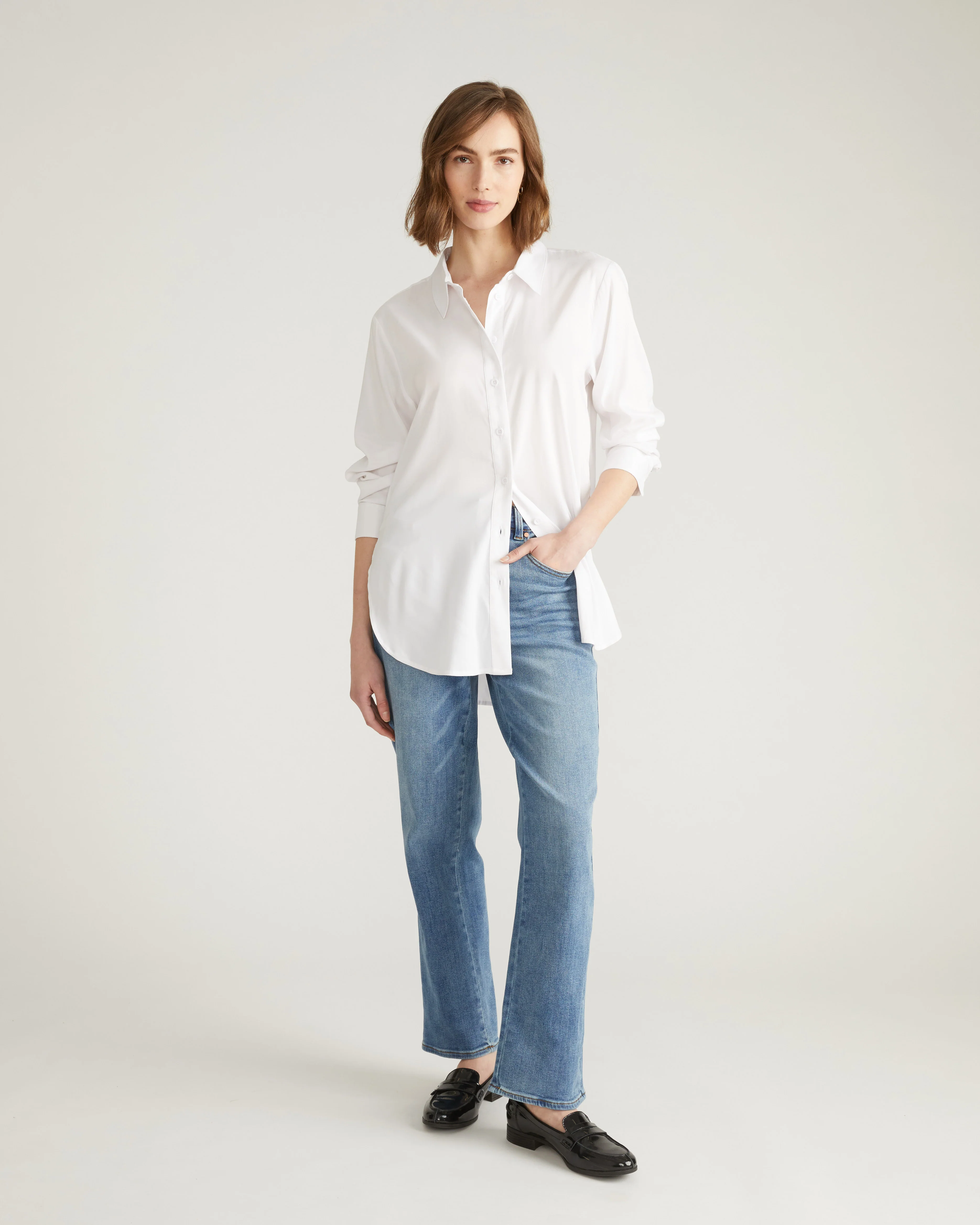 Etta High Rise Straight Leg Jeans 31 Inch - Distressed Washed Indigo