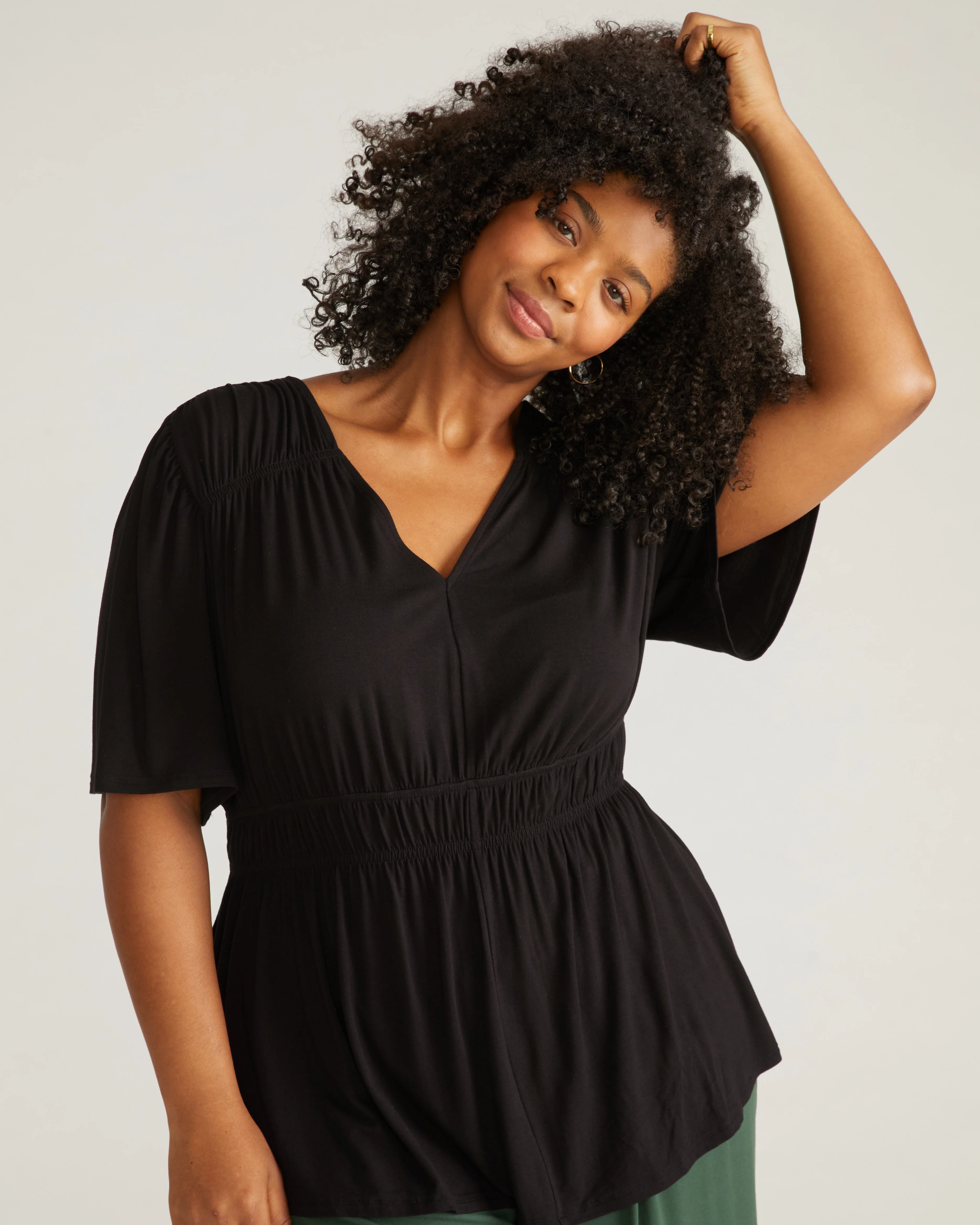Flora Liquid Jersey Top - Black - Image 4