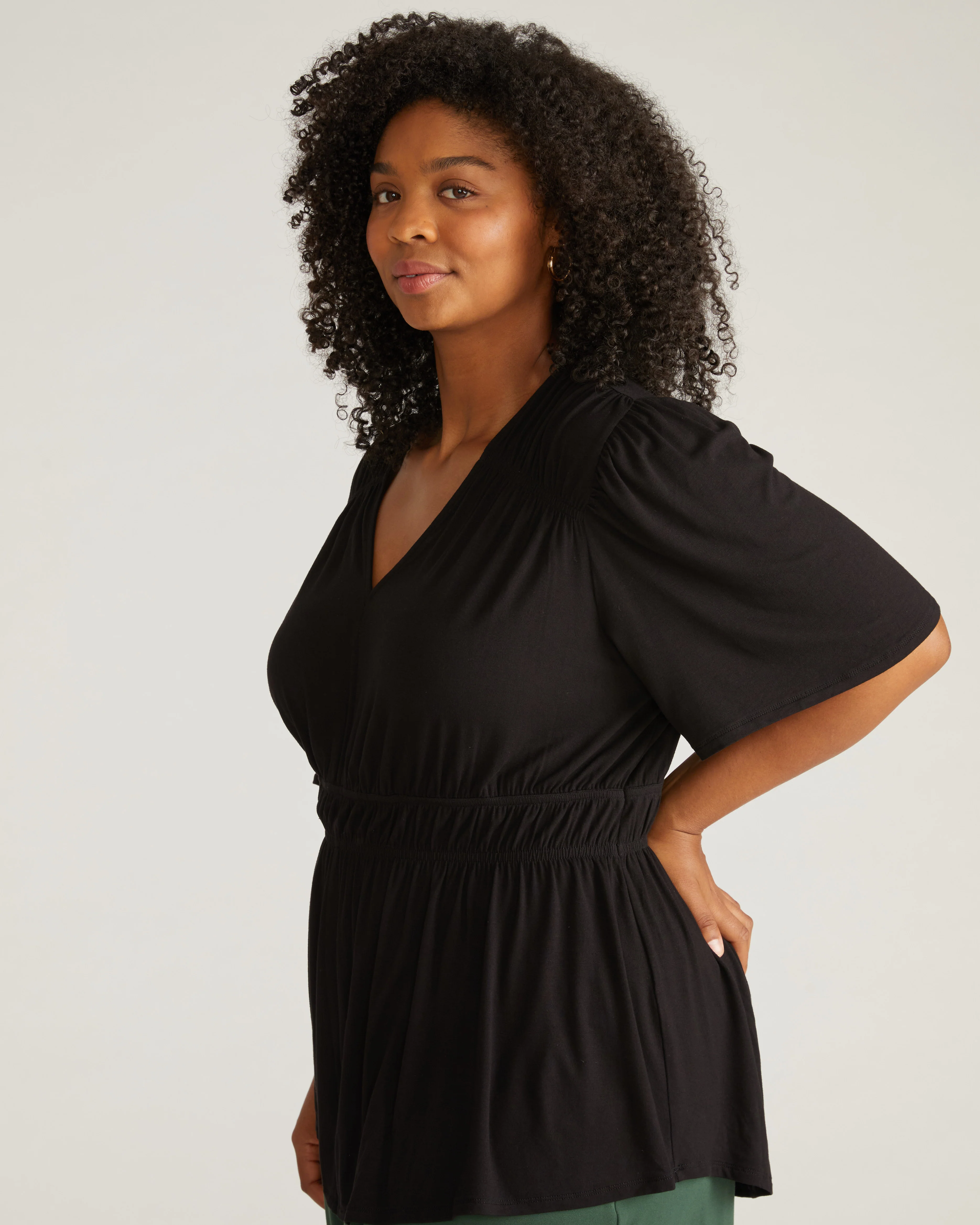Flora Liquid Jersey Top - Black - Image 5