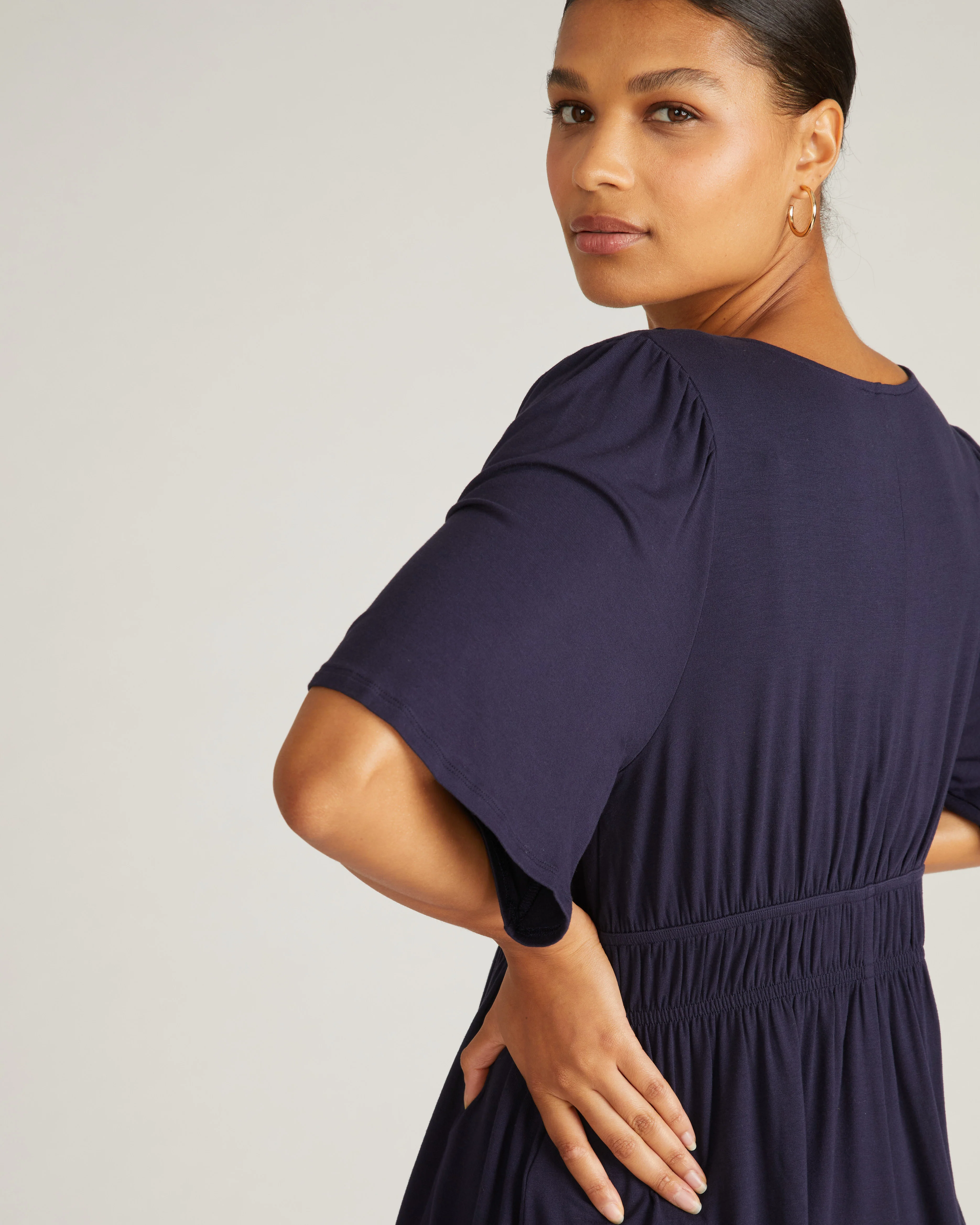 Flora Liquid Jersey Top - Midnight - Image 3