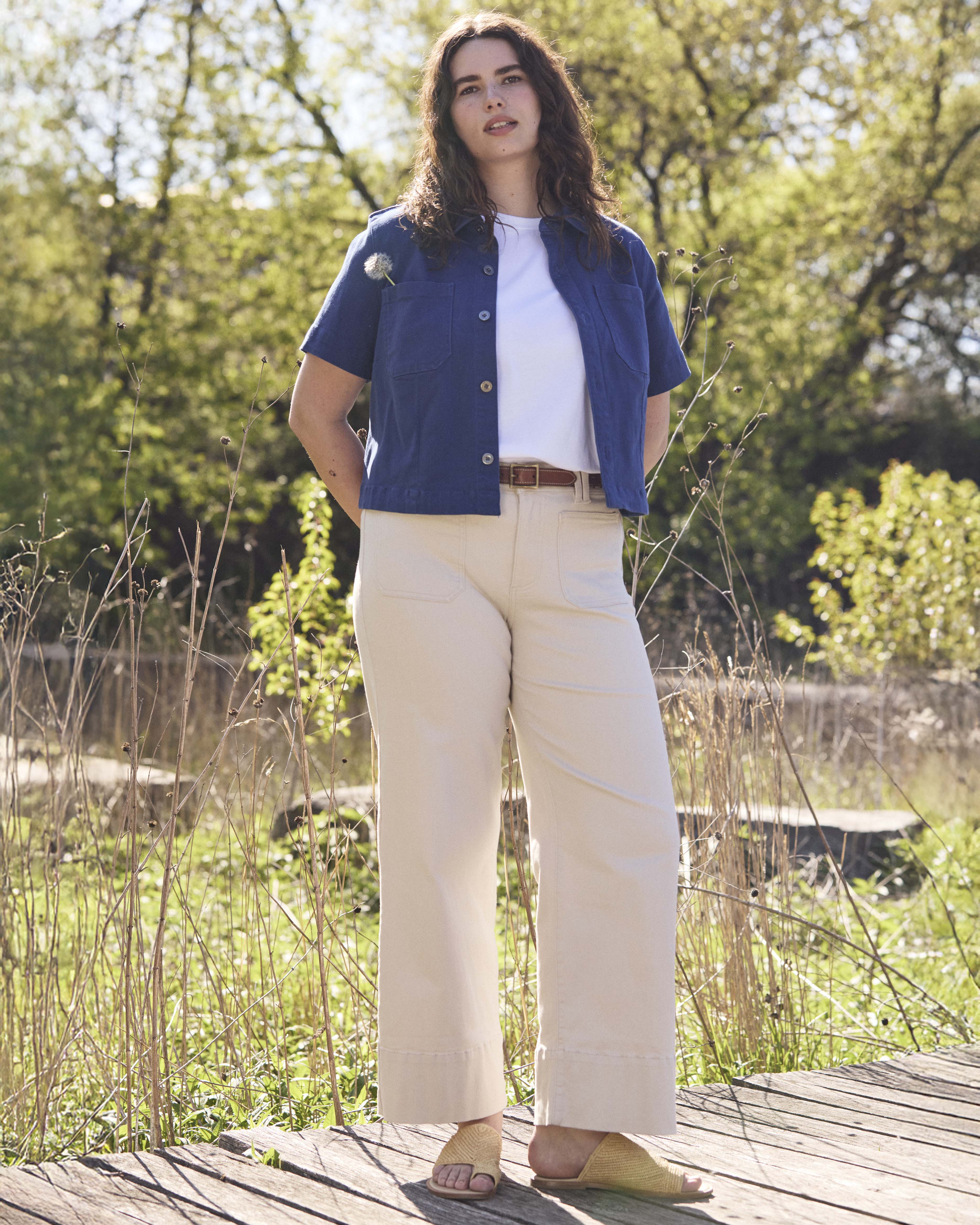 Flynn Short Sleeve Denim Shacket - French Blue - Image 2