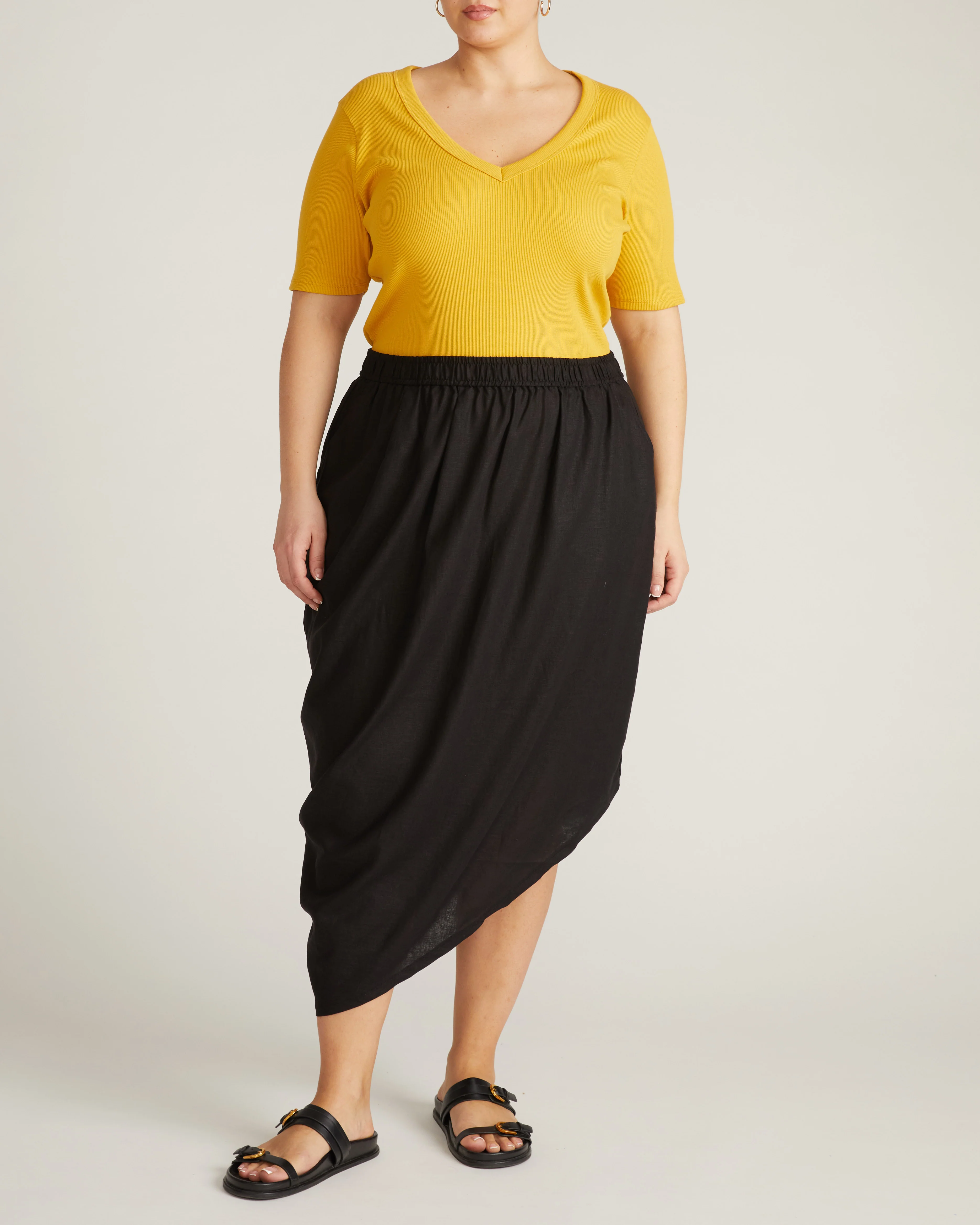 Geneva Linen Blend Skirt - Black - Image 4