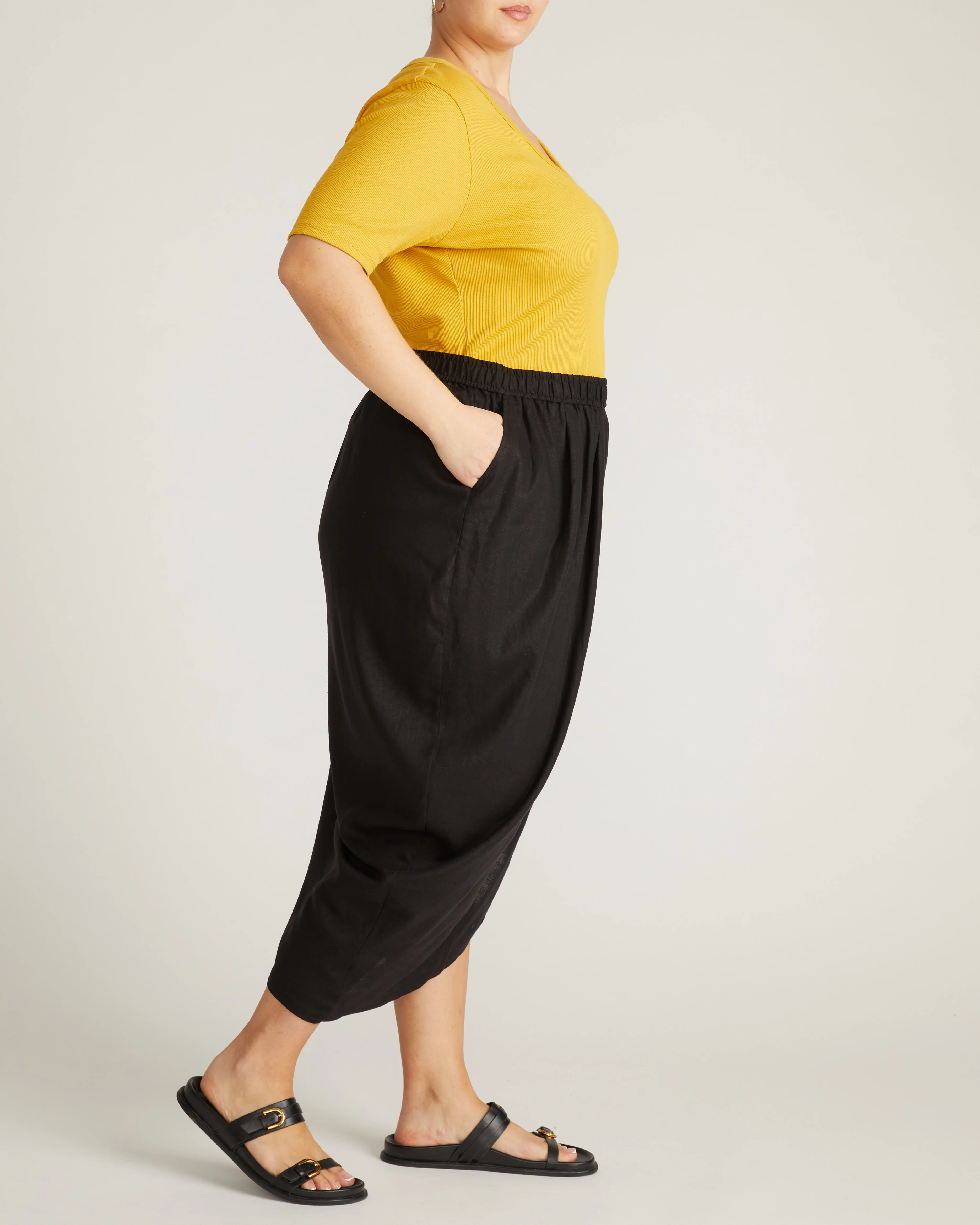 Geneva Linen Blend Skirt - Black - Image 5