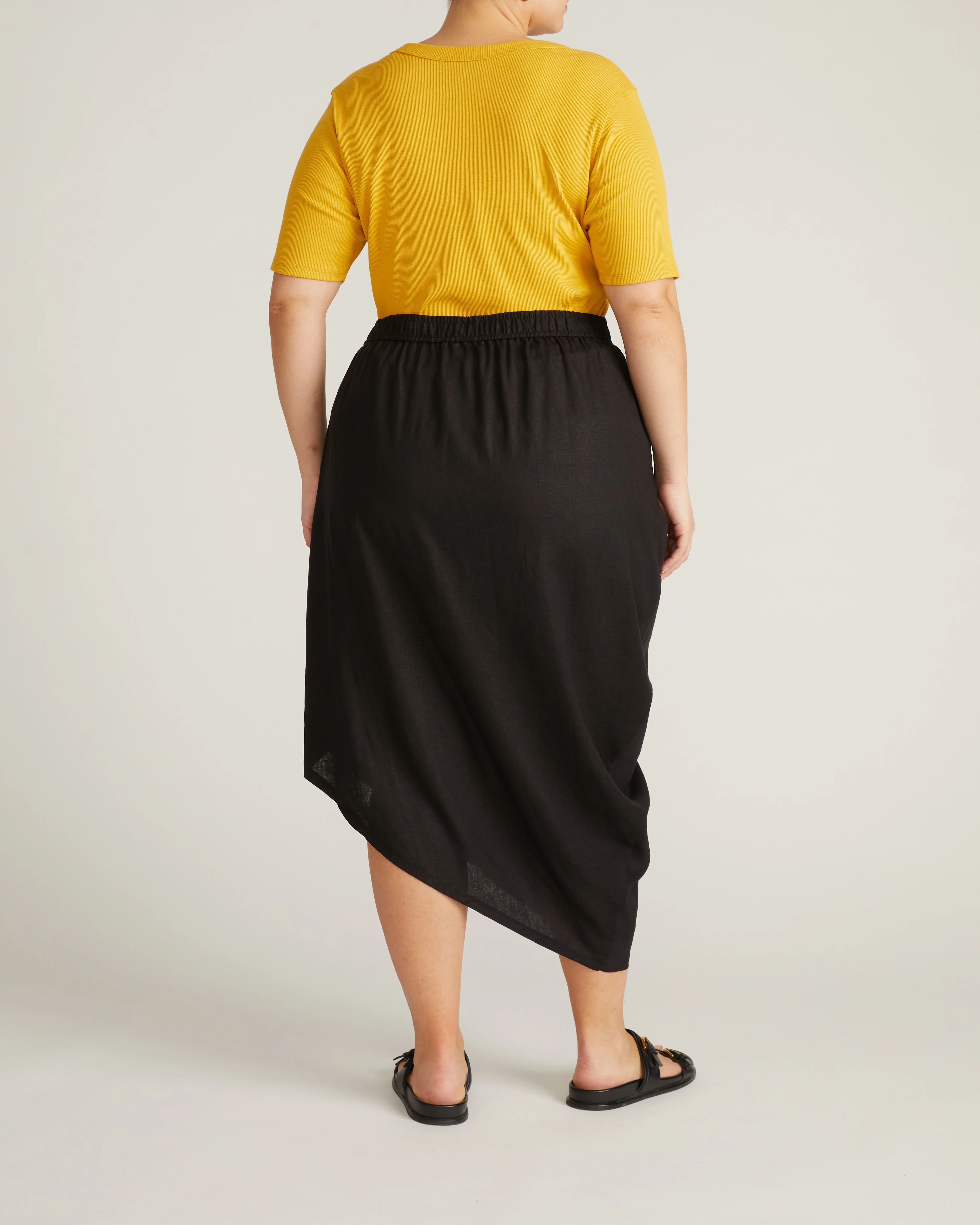 Geneva Linen Blend Skirt - Black - Image 6
