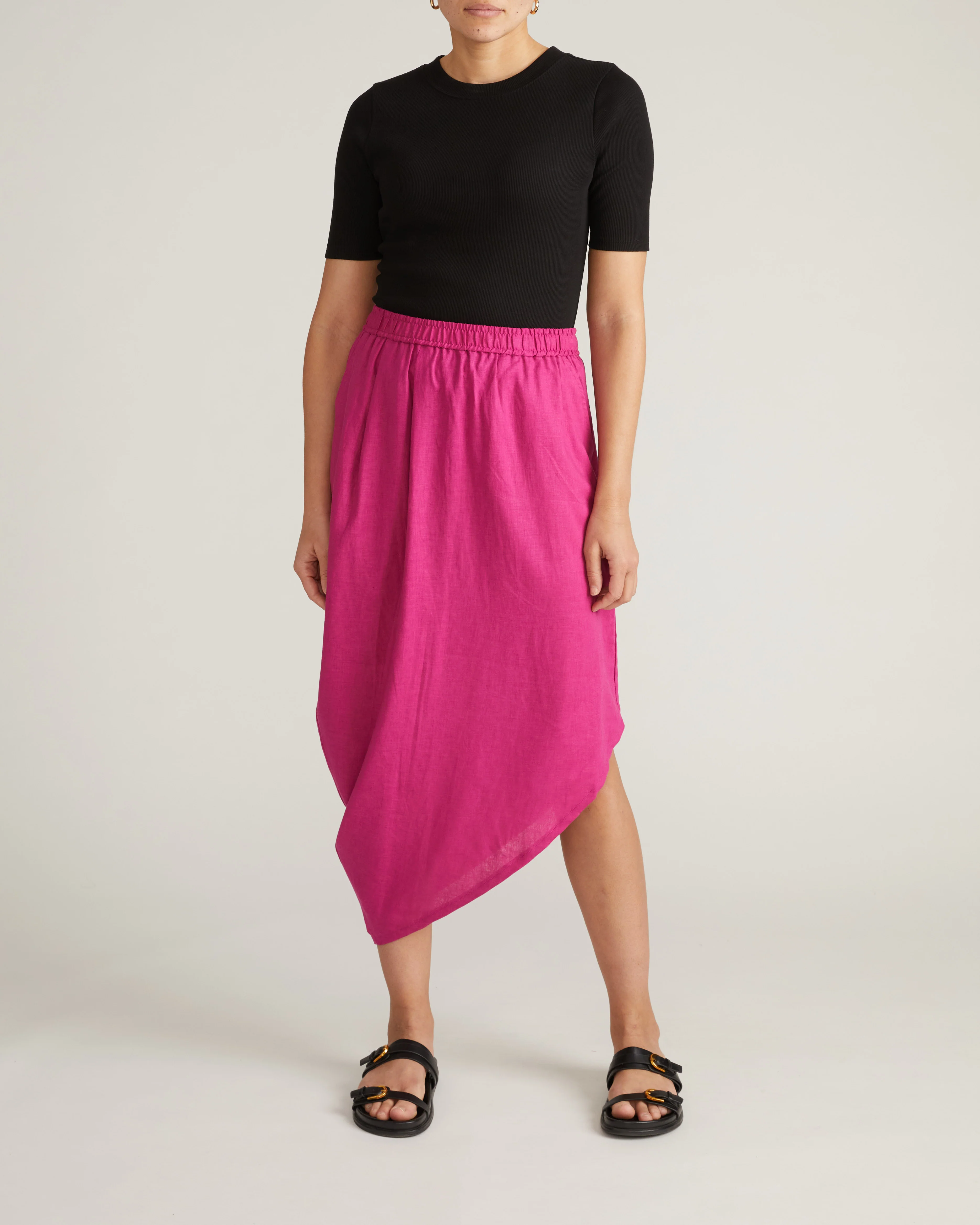 Geneva Linen Blend Skirt - Hyper Pink - Image 6