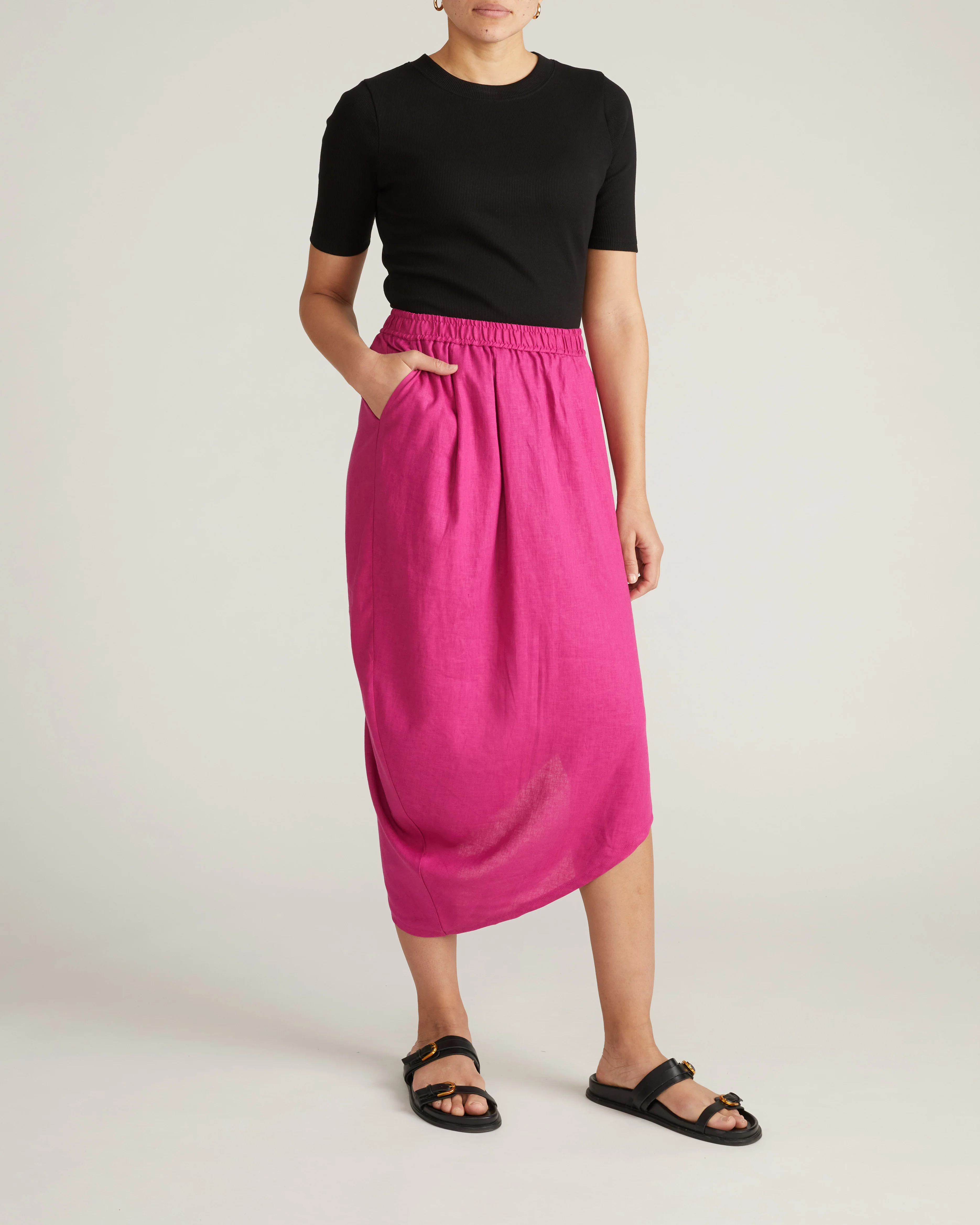 Geneva Linen Blend Skirt - Hyper Pink - Image 7