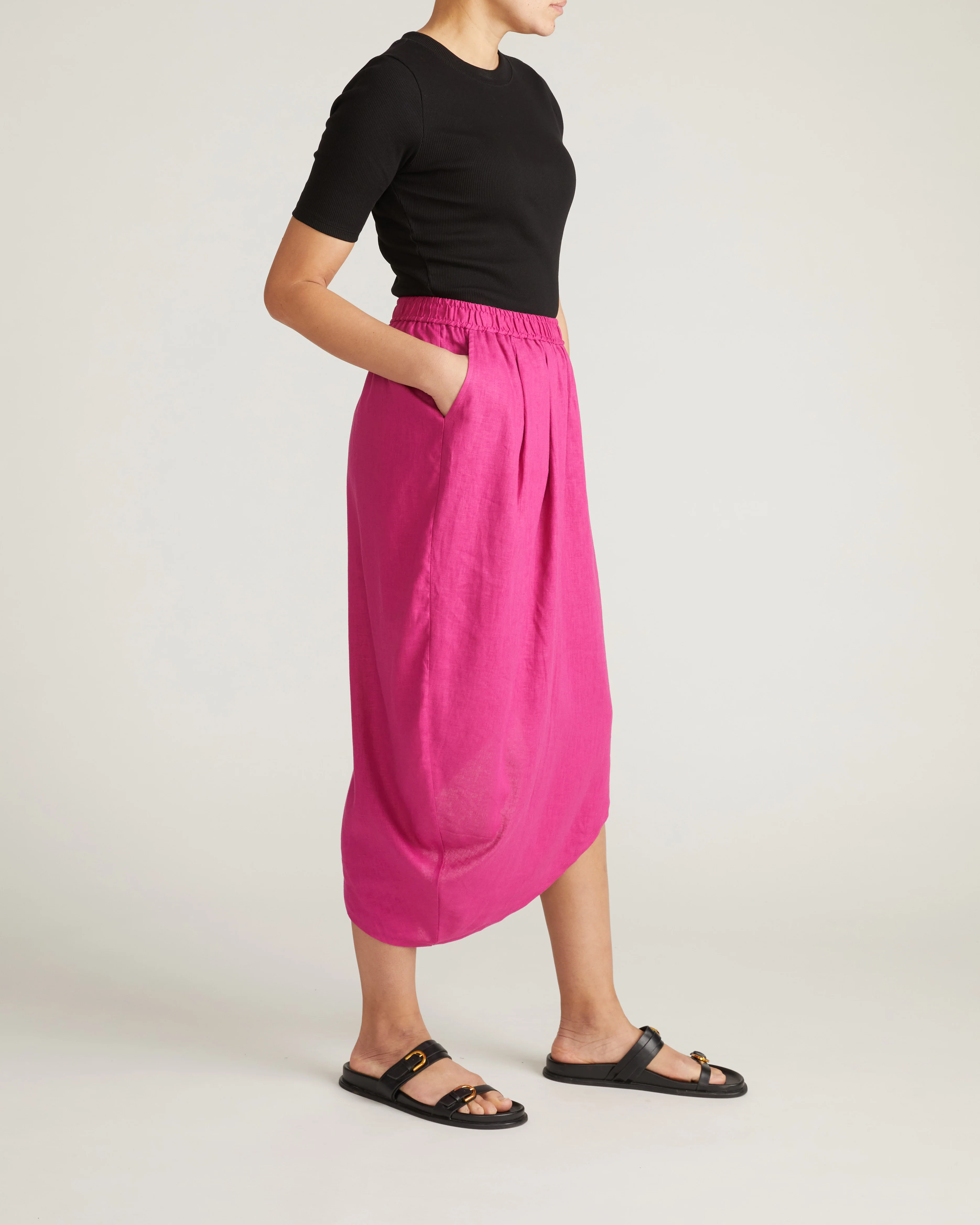 Geneva Linen Blend Skirt - Hyper Pink - Image 8