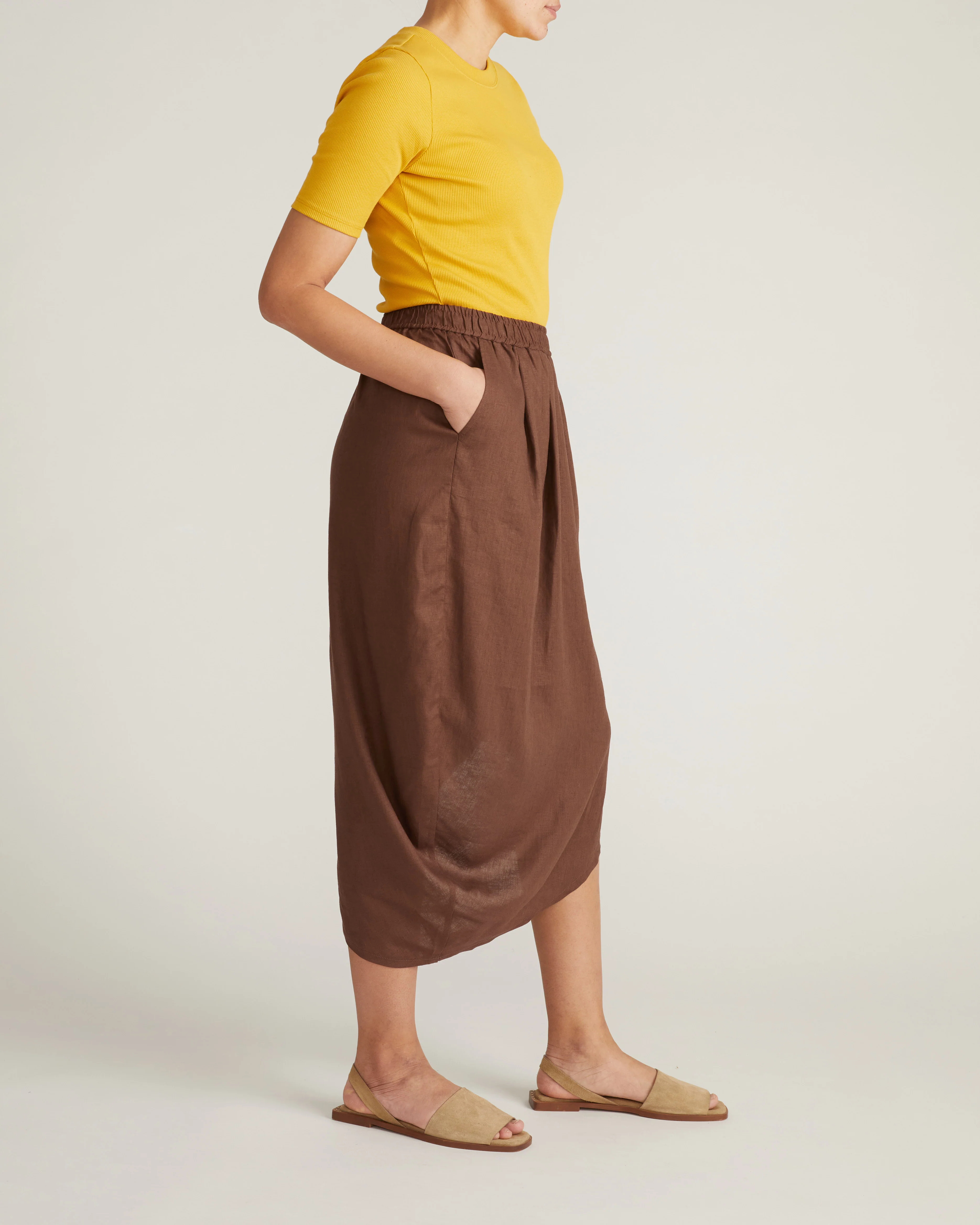 Geneva Linen Blend Skirt - Peppercorn - Image 3