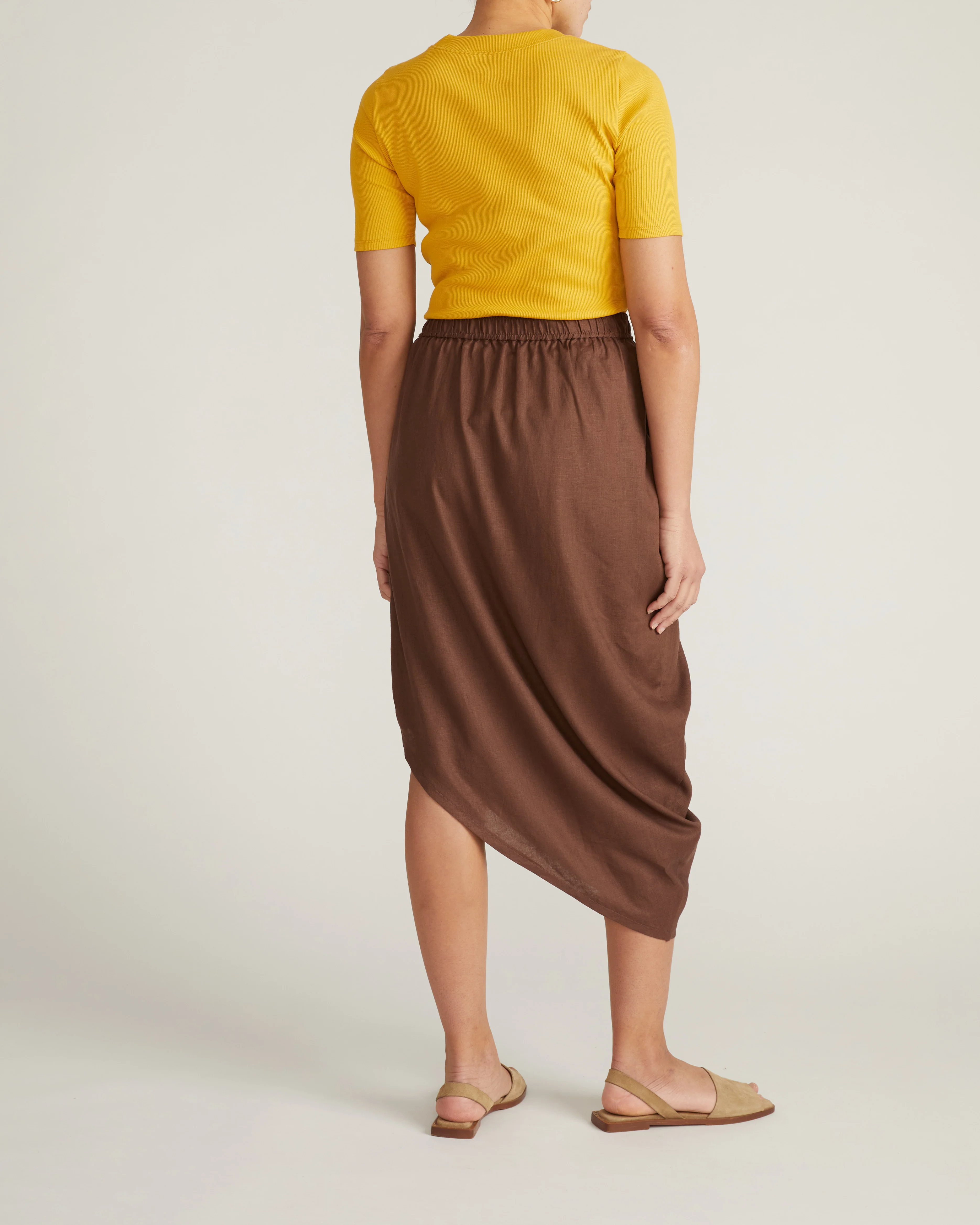 Geneva Linen Blend Skirt - Peppercorn - Image 4
