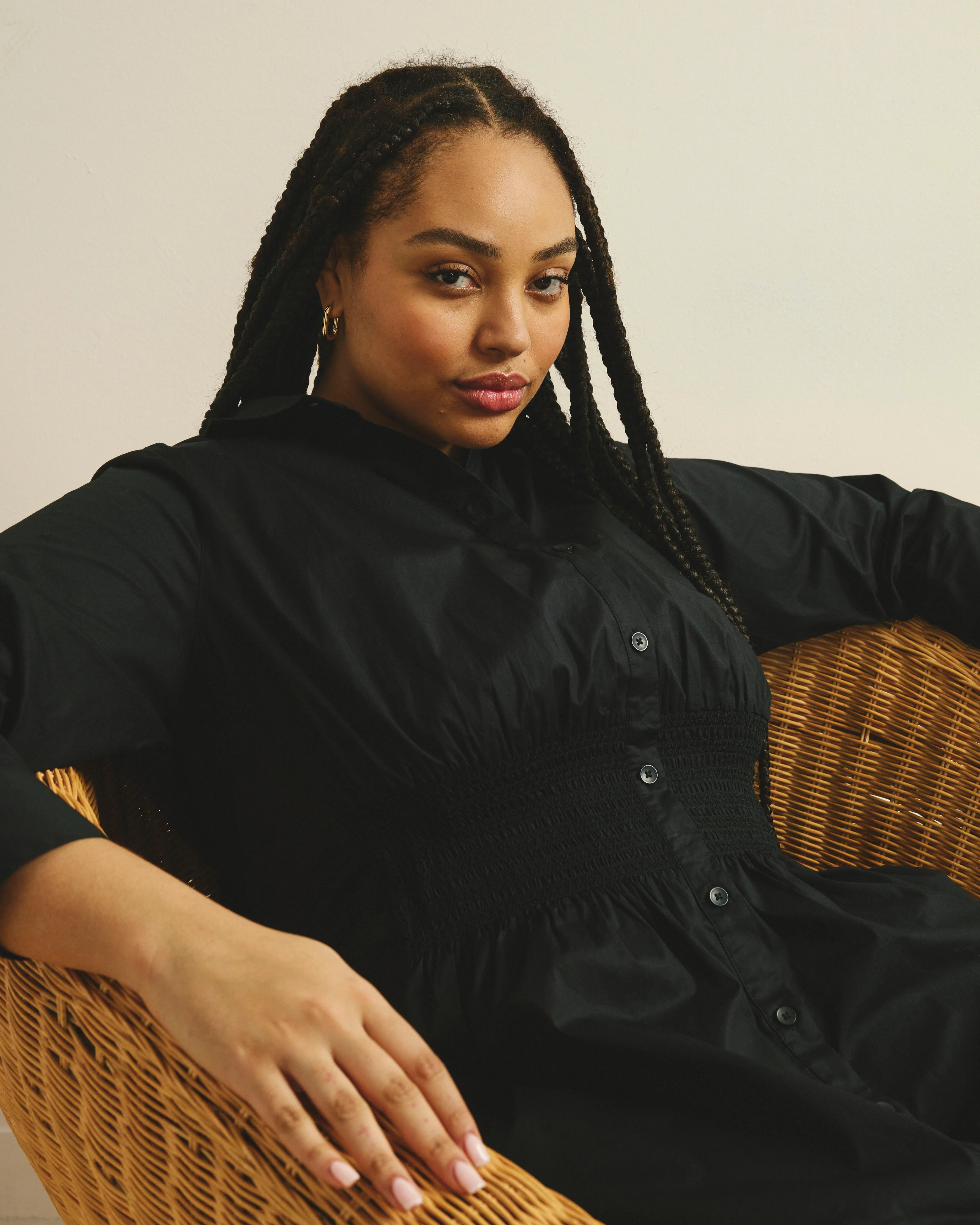 Hamptons Smocked Shirtdress - Black - Image 2