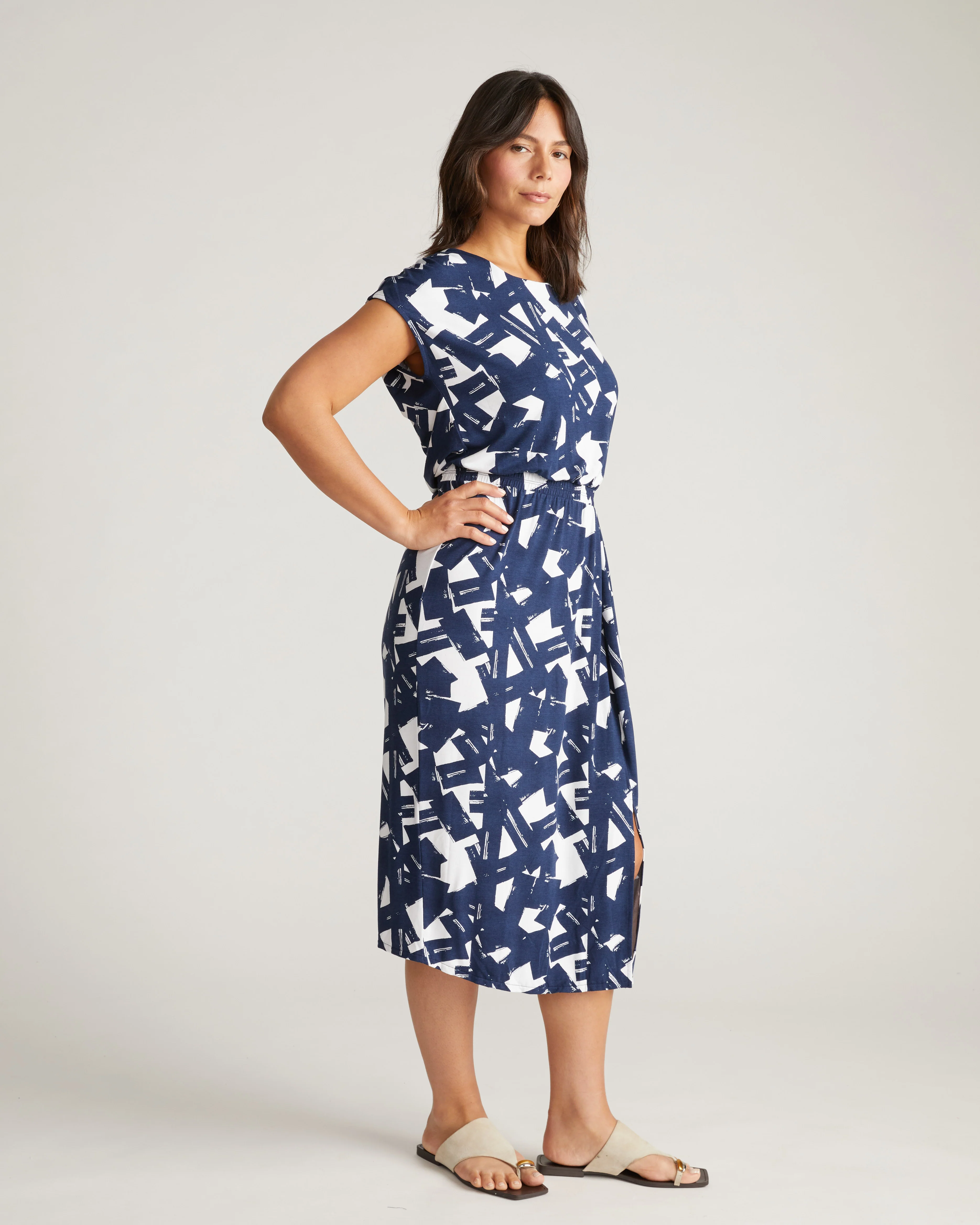 Havana Divine Jersey Dress - Navy Santiago Print - Image 5