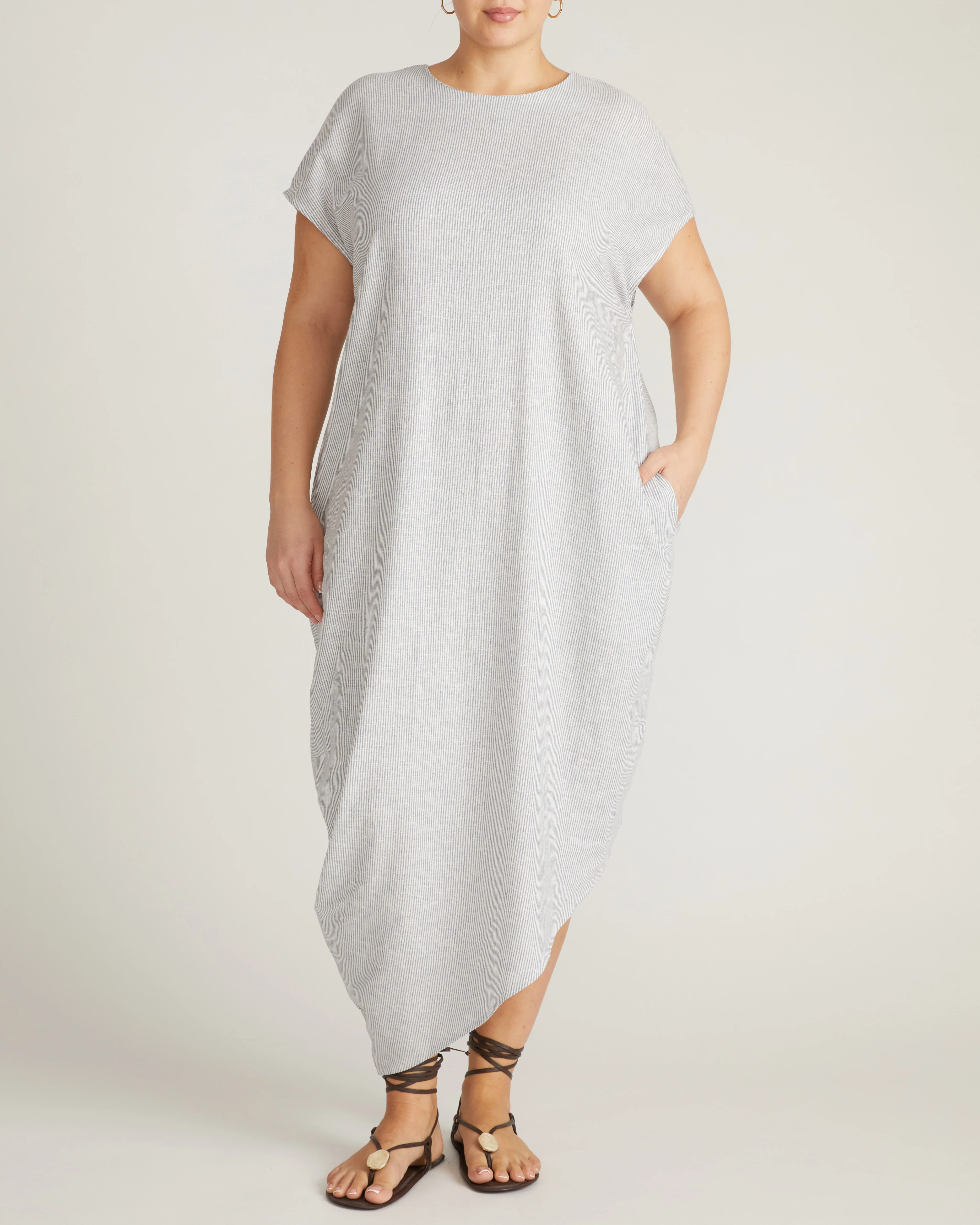 Iconic Stretch Linen Blend Geneva Dress - Beach Stripe - Image 6