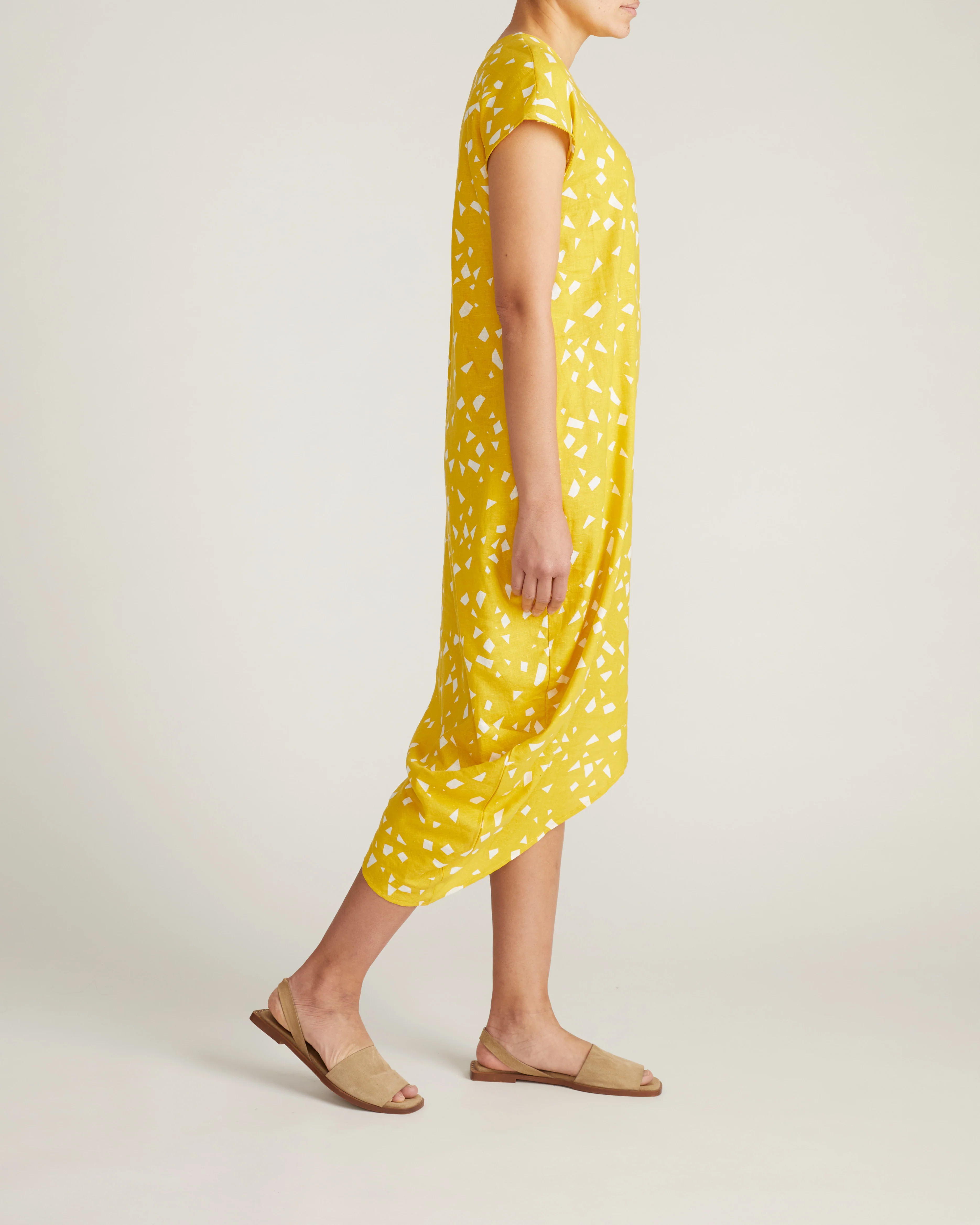 Iconic Stretch Linen Blend Geneva Dress - Yellow Confetti Print - Image 4