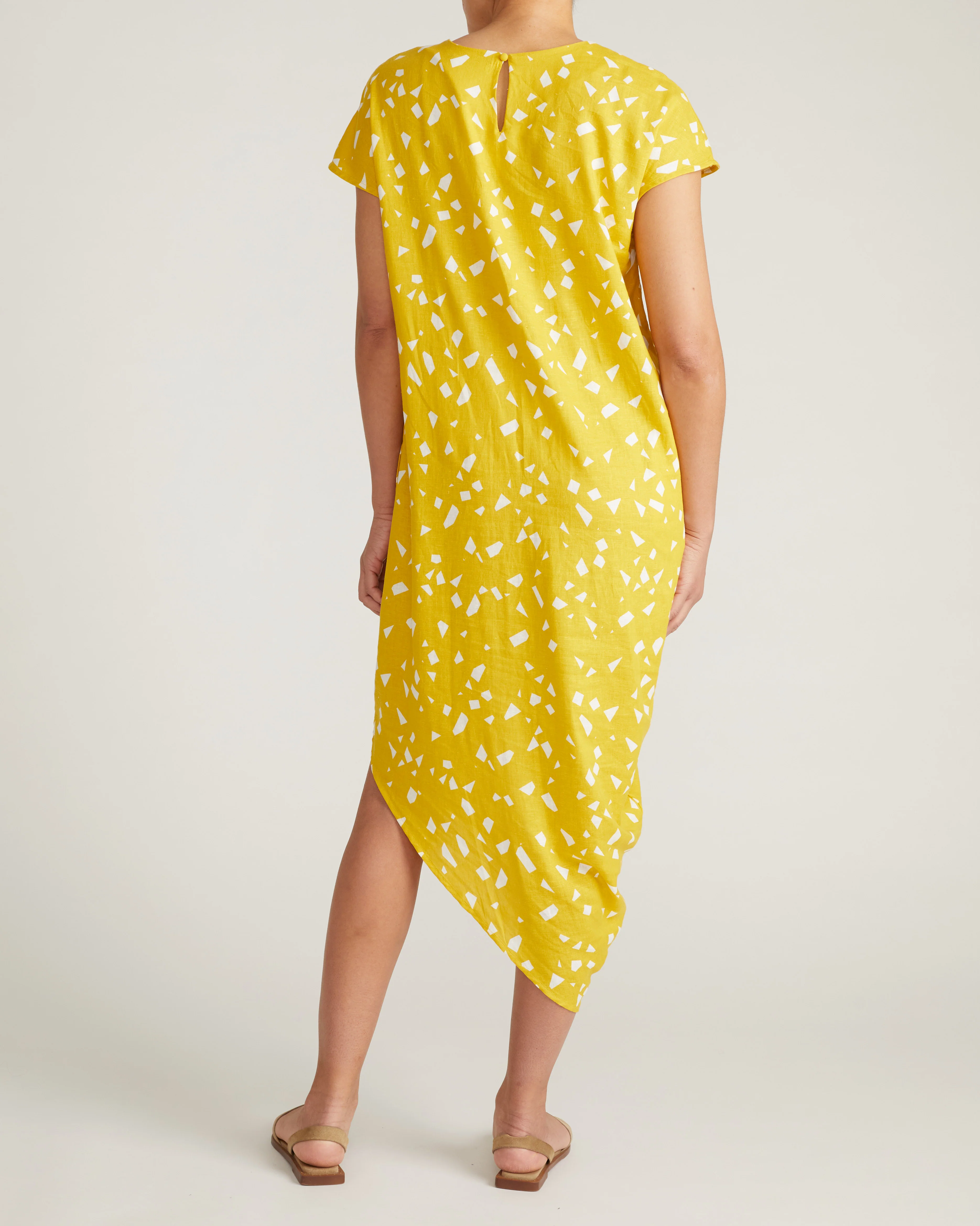 Iconic Stretch Linen Blend Geneva Dress - Yellow Confetti Print - Image 5