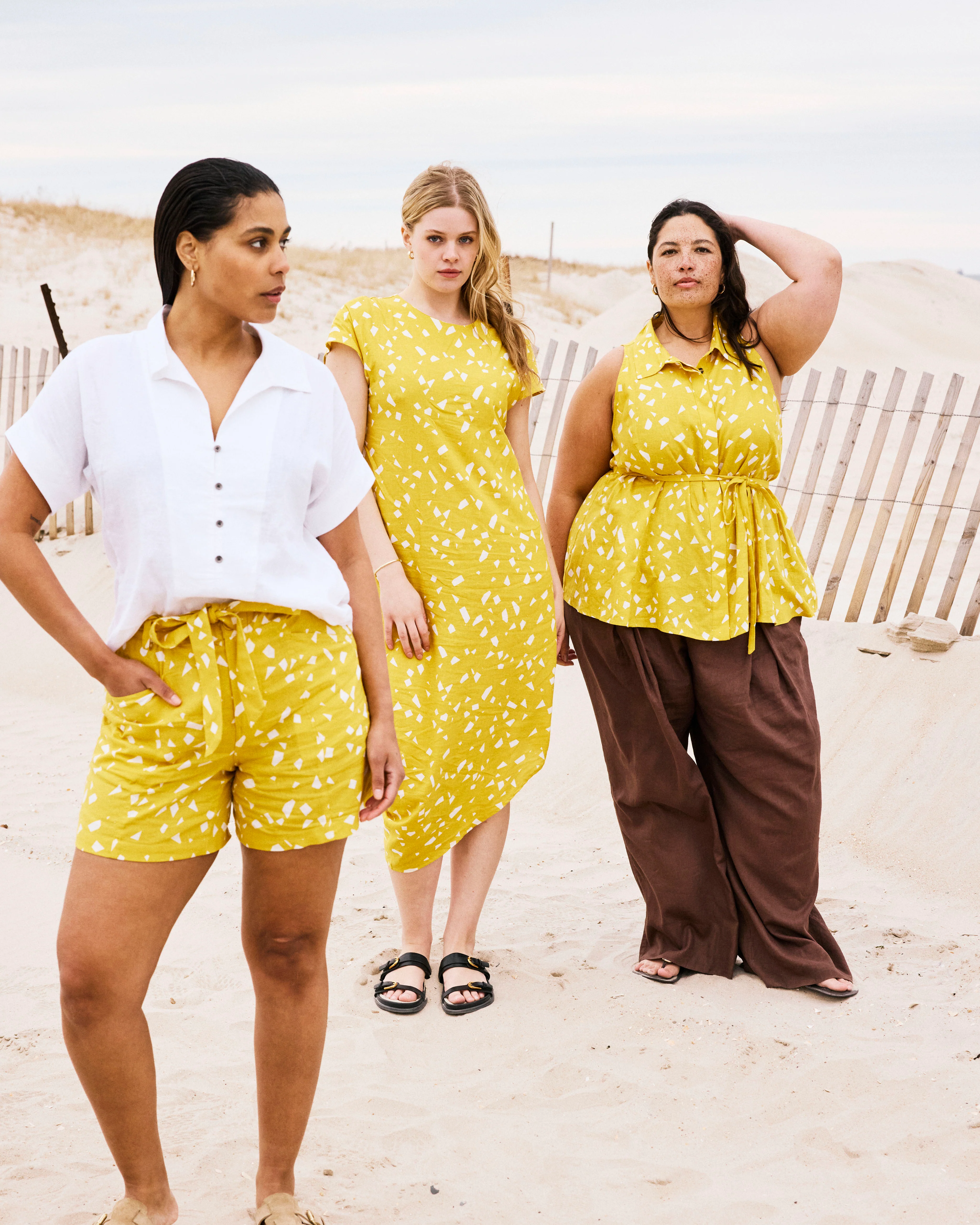 Iconic Stretch Linen Blend Geneva Dress - Yellow Confetti Print - Image 7