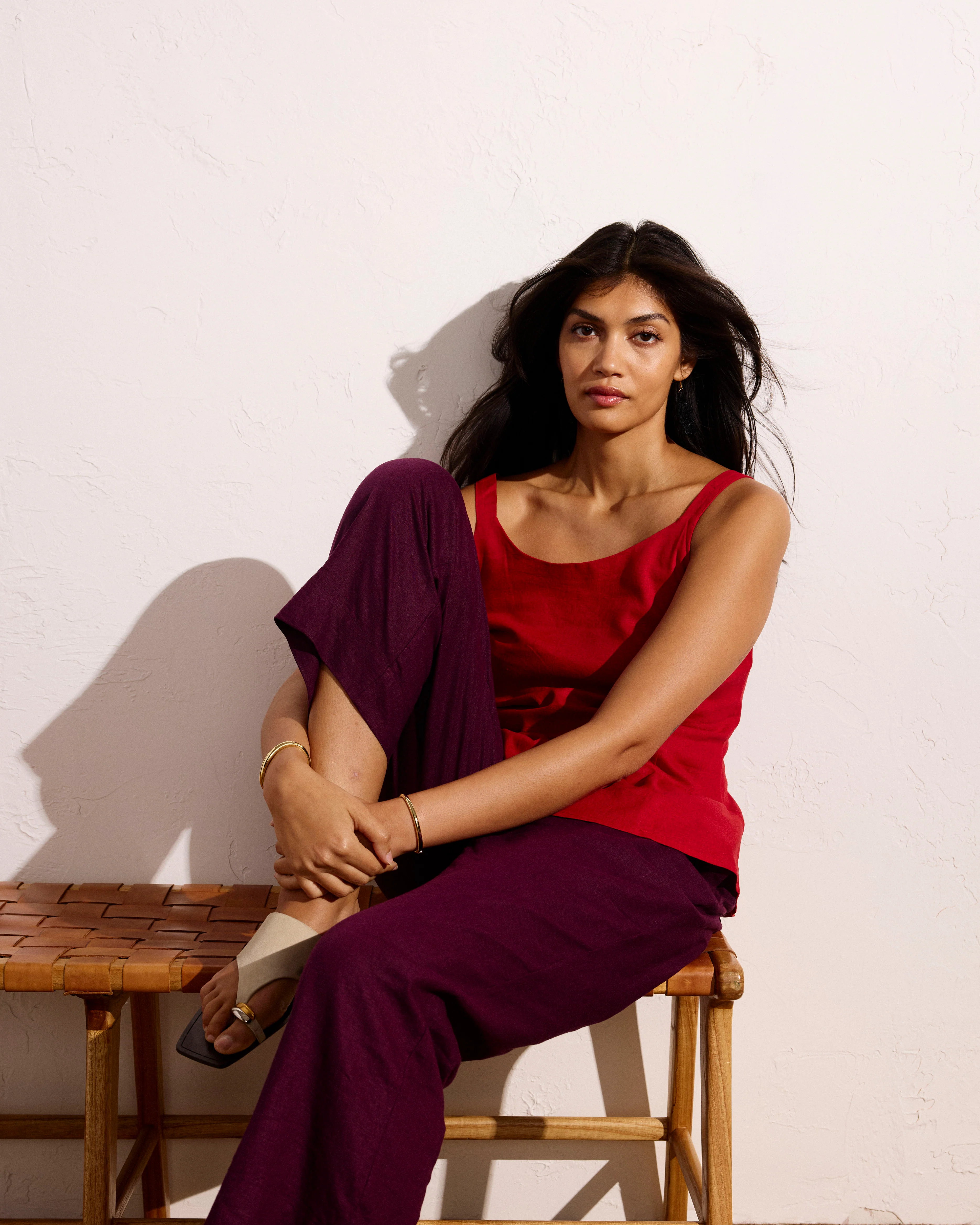 Iris Linen Blend Easy Pull-On Pants - Acai - Image 3