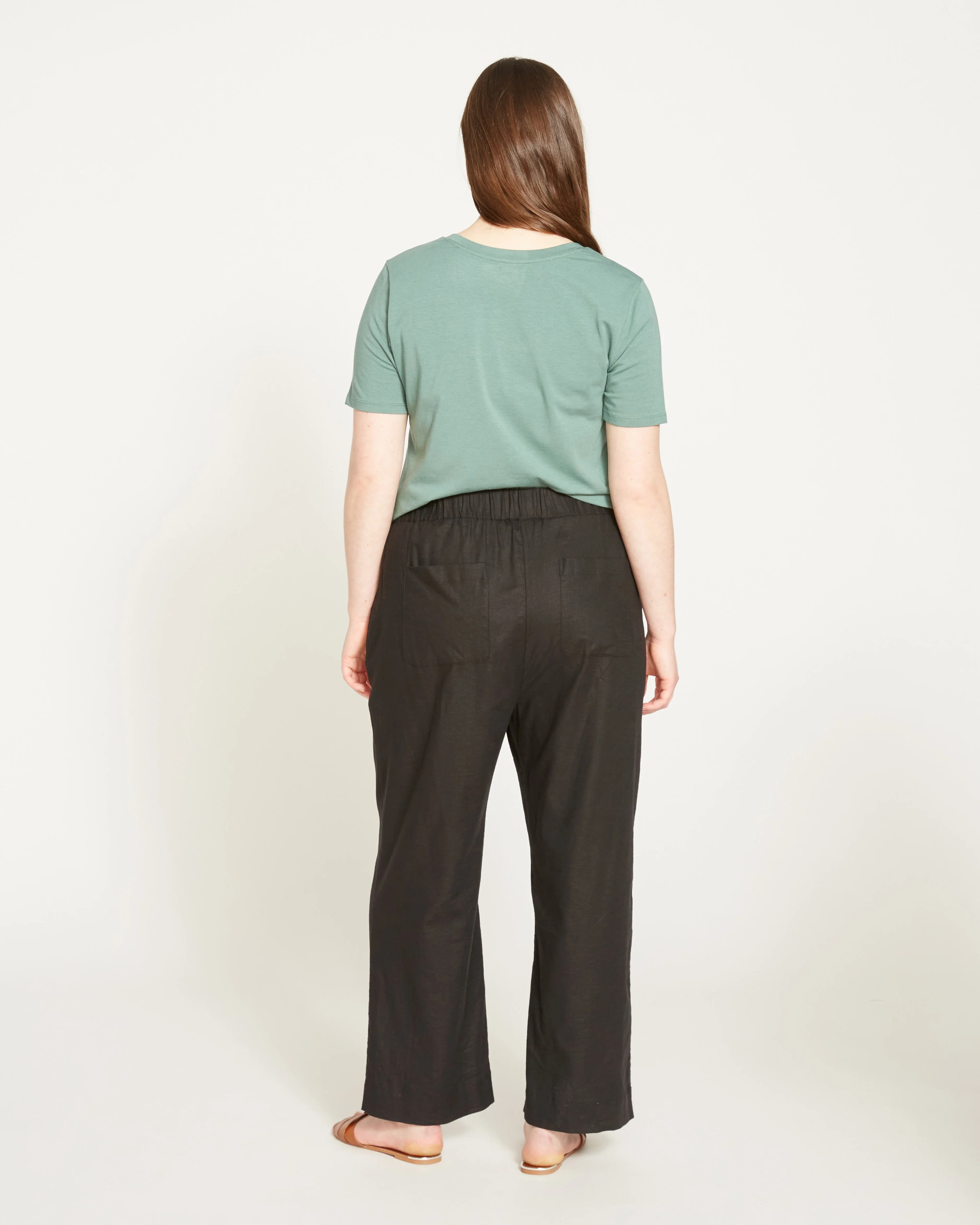 Iris Linen Blend Easy Pull-On Pants - Black - Image 11