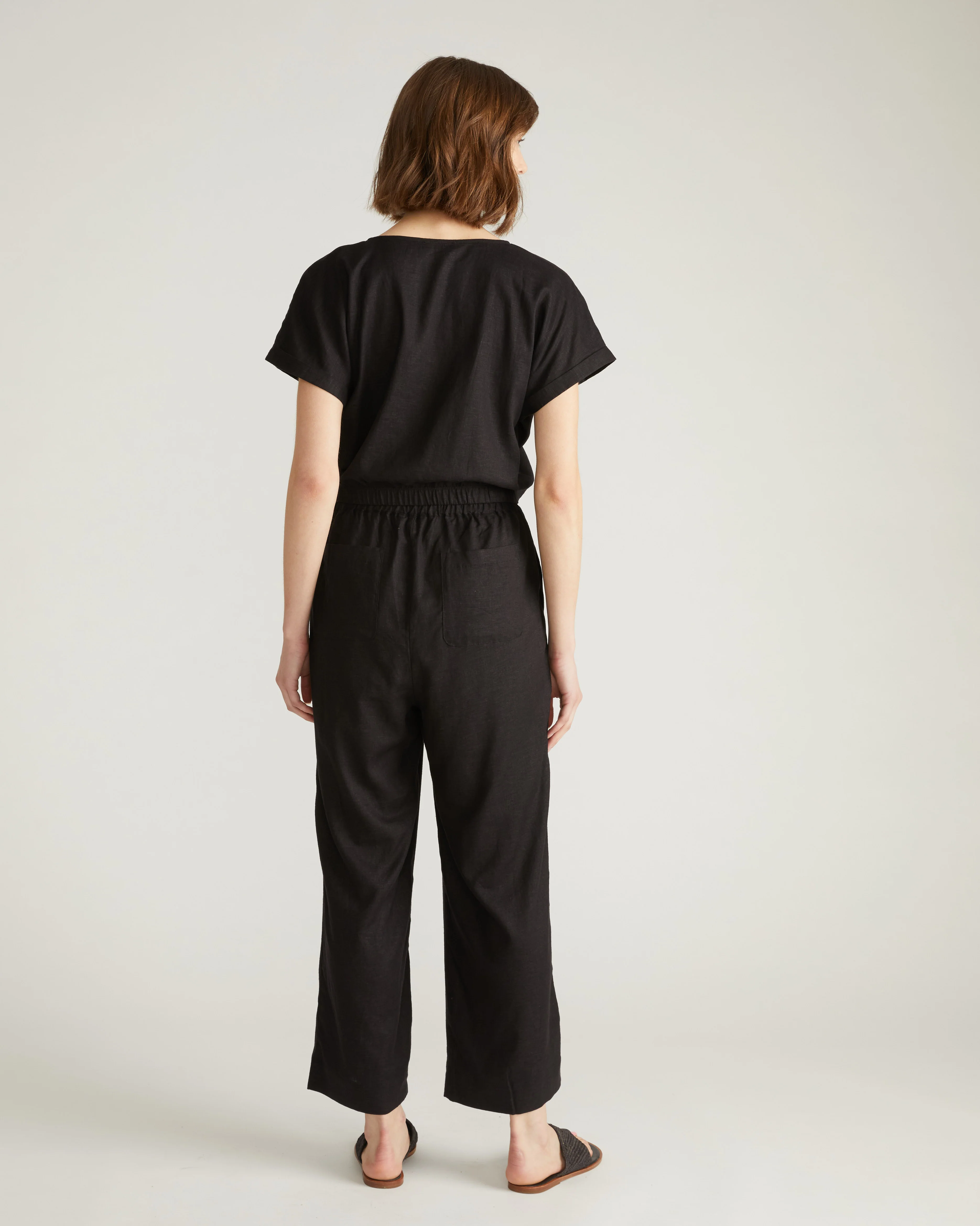Iris Linen Blend Easy Pull-On Pants - Black - Image 6