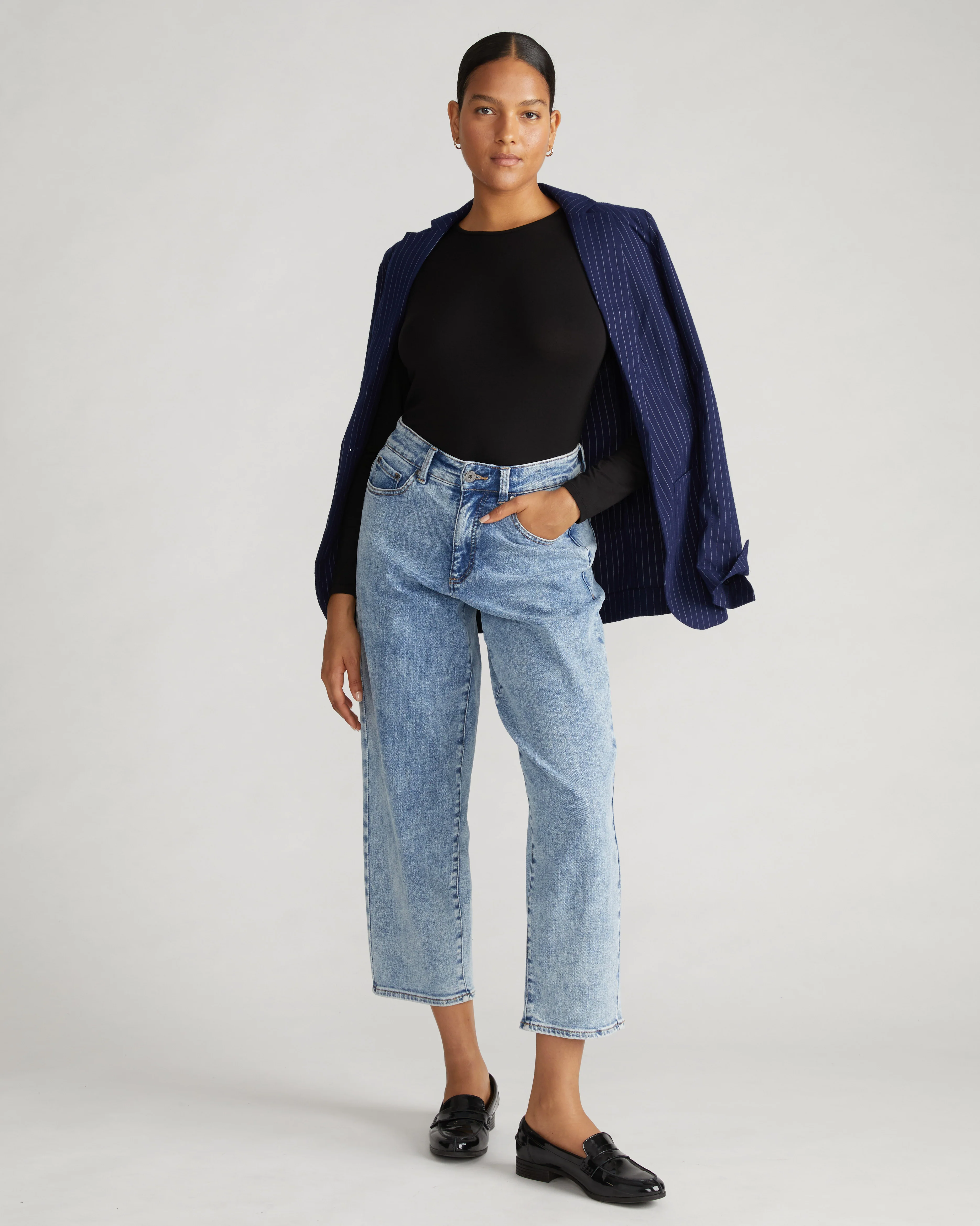 Joan Liquid Jersey Long Sleeve Top - Black