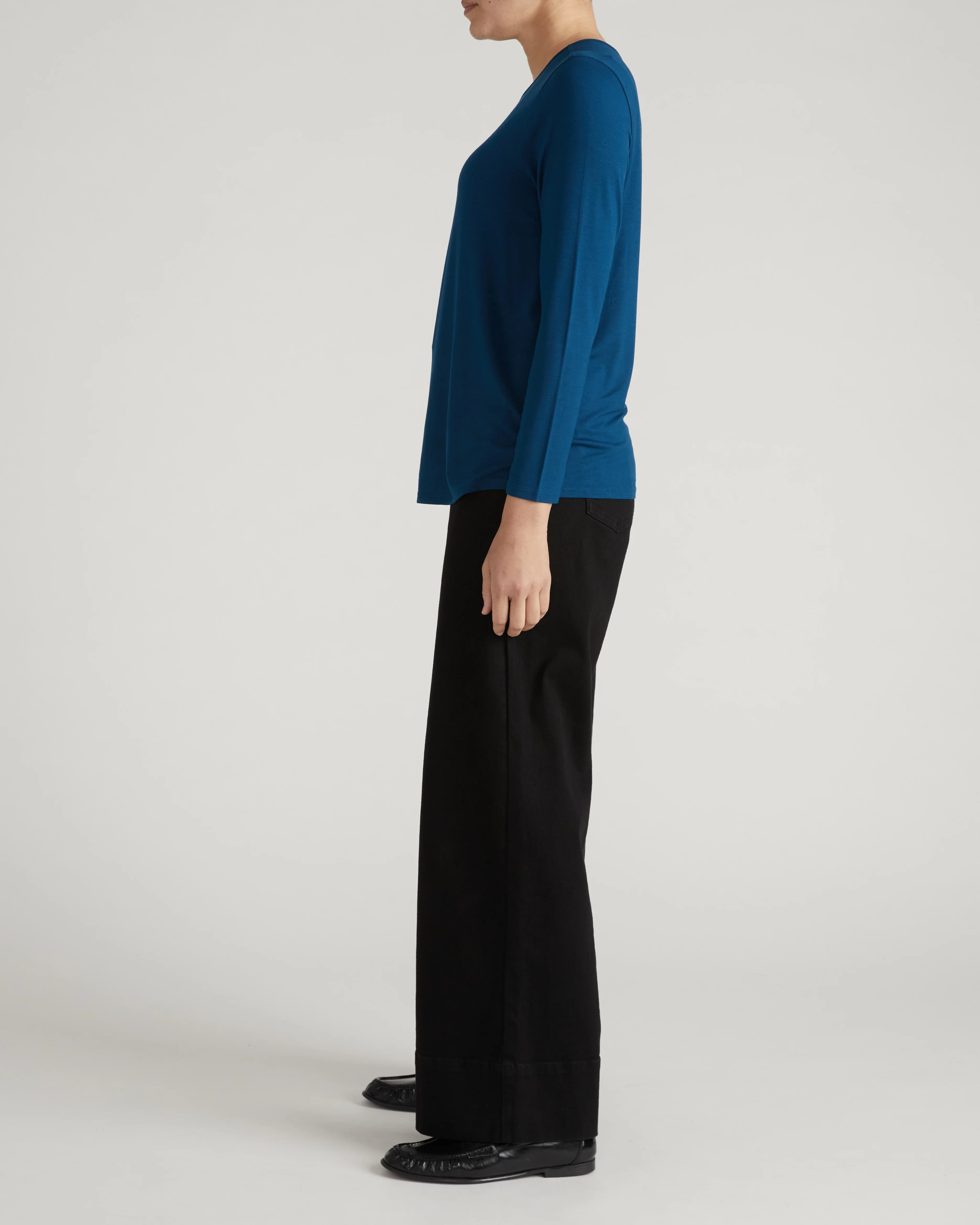 Joan Liquid Jersey Long Sleeve Top - Blue Teal - Image 4
