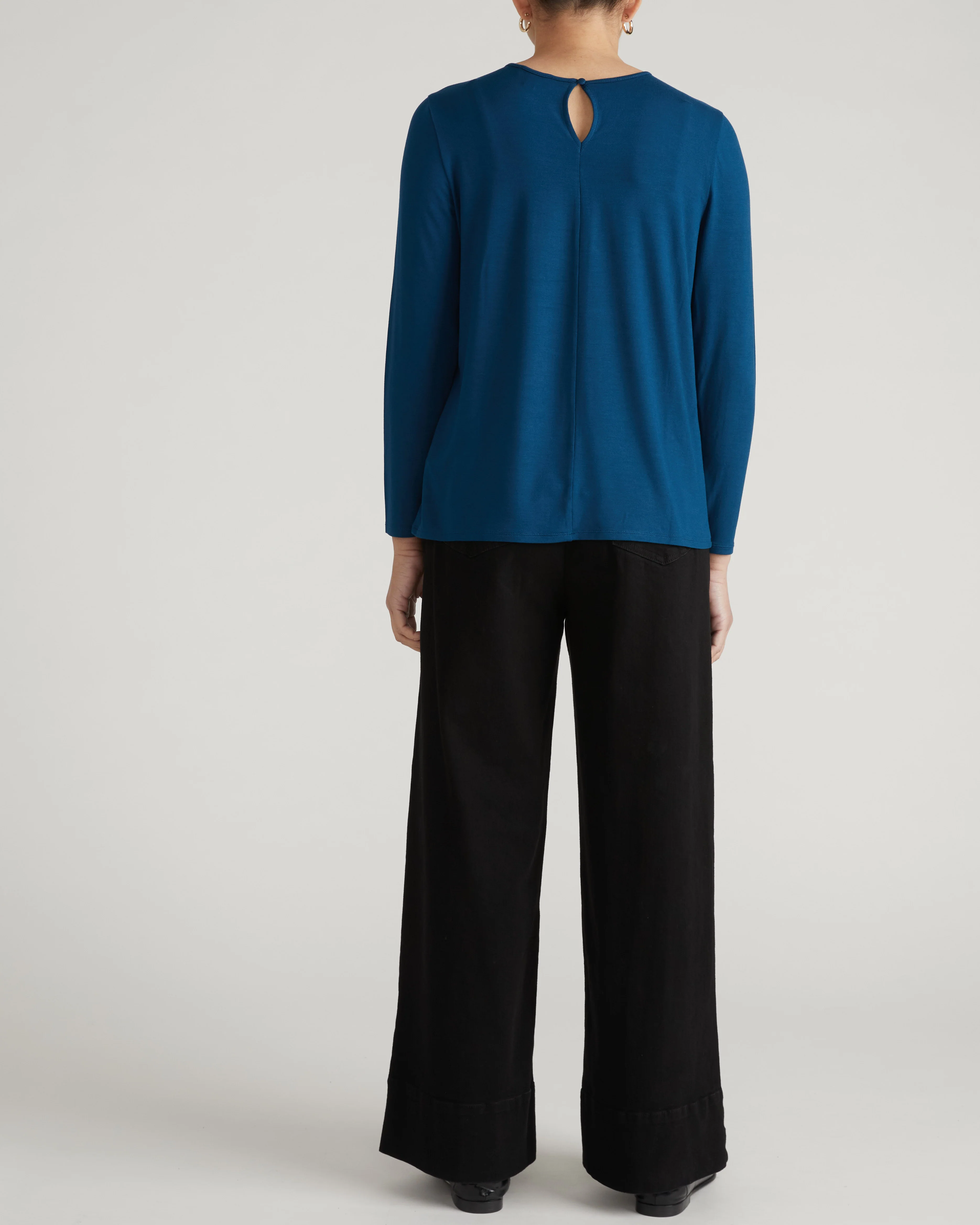 Joan Liquid Jersey Long Sleeve Top - Blue Teal - Image 5