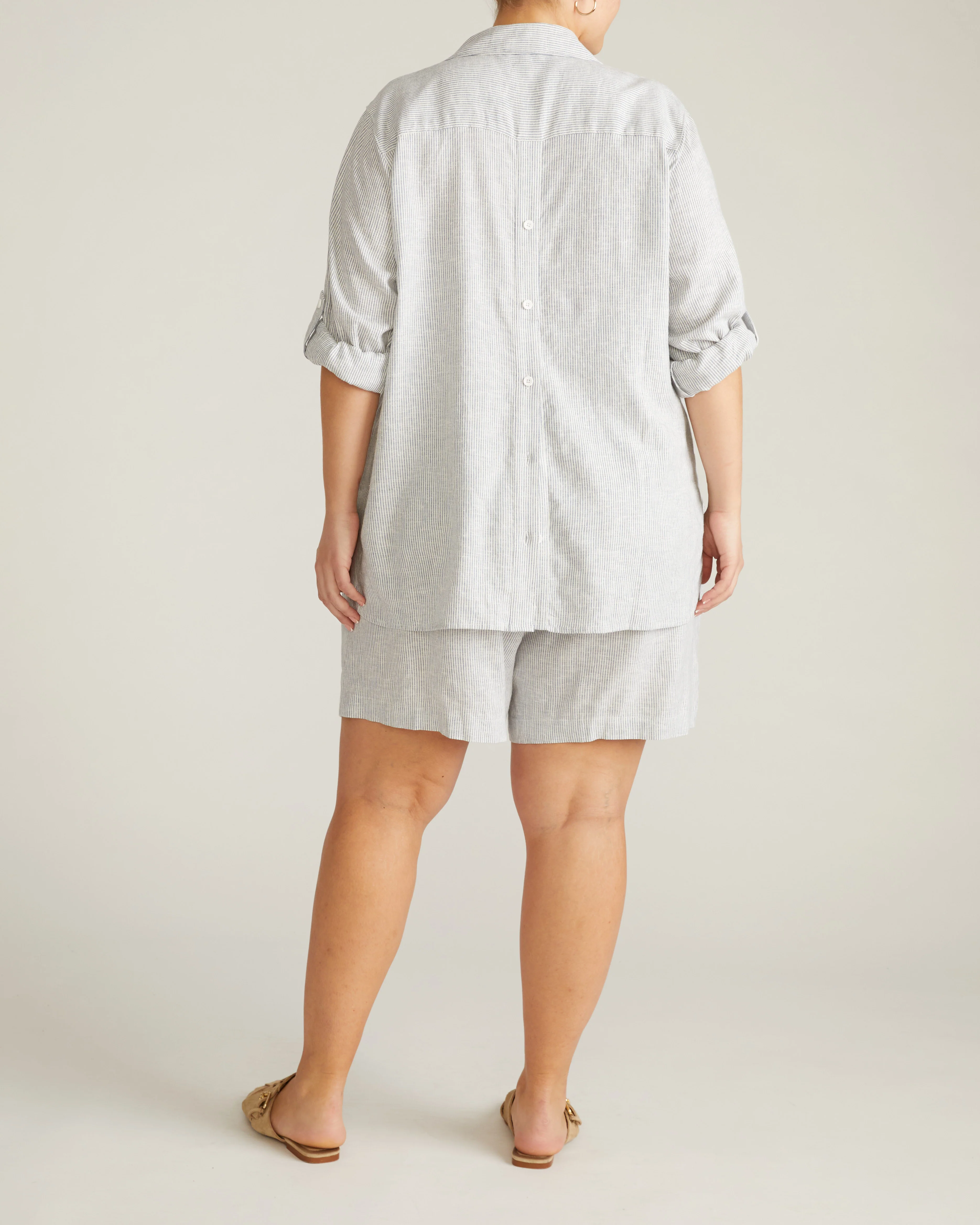 Juniper Linen Blend Easy Pull-On Shorts - Beach Stripe - Image 6