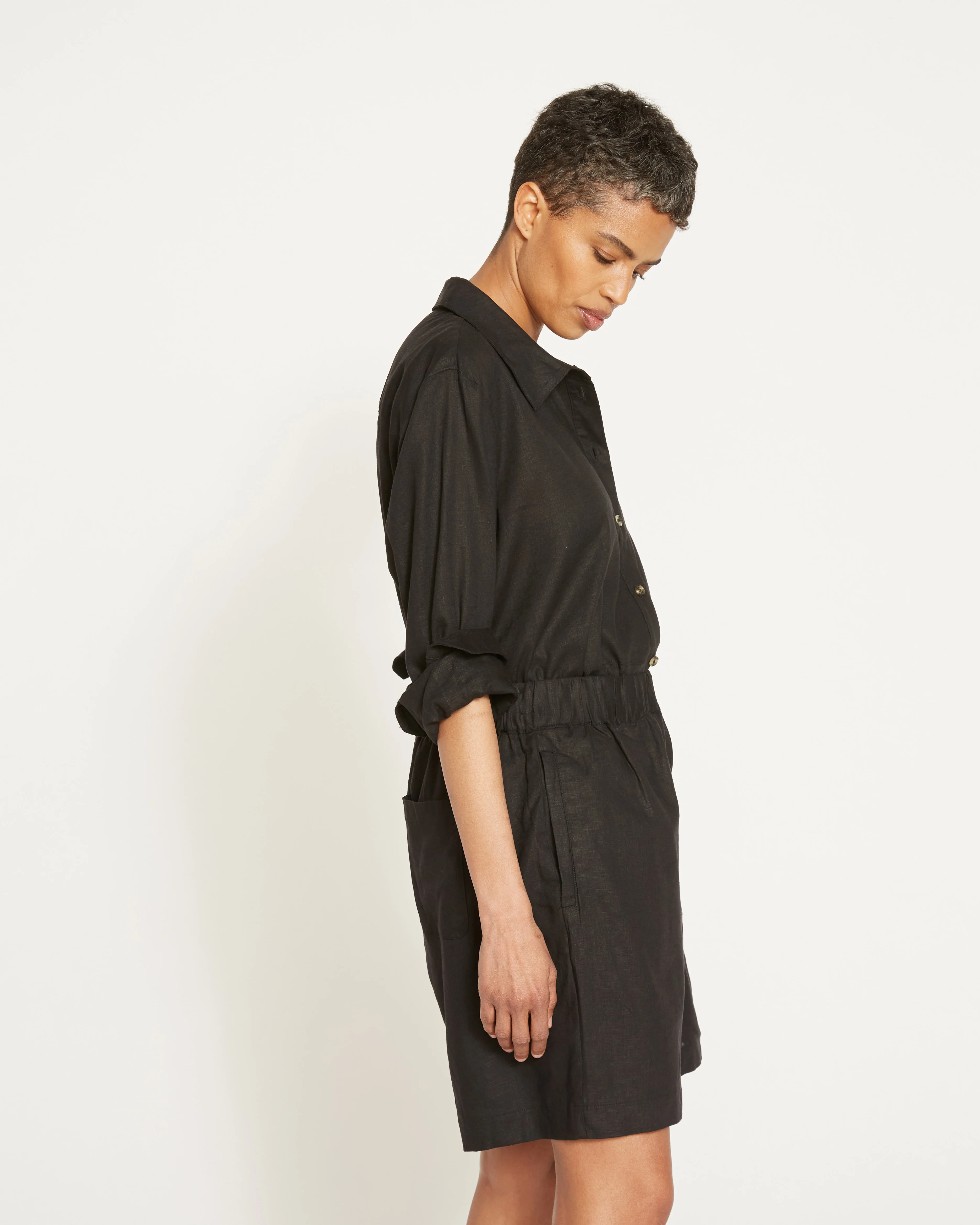 Juniper Linen Blend Easy Pull-On Shorts - Black - Image 8