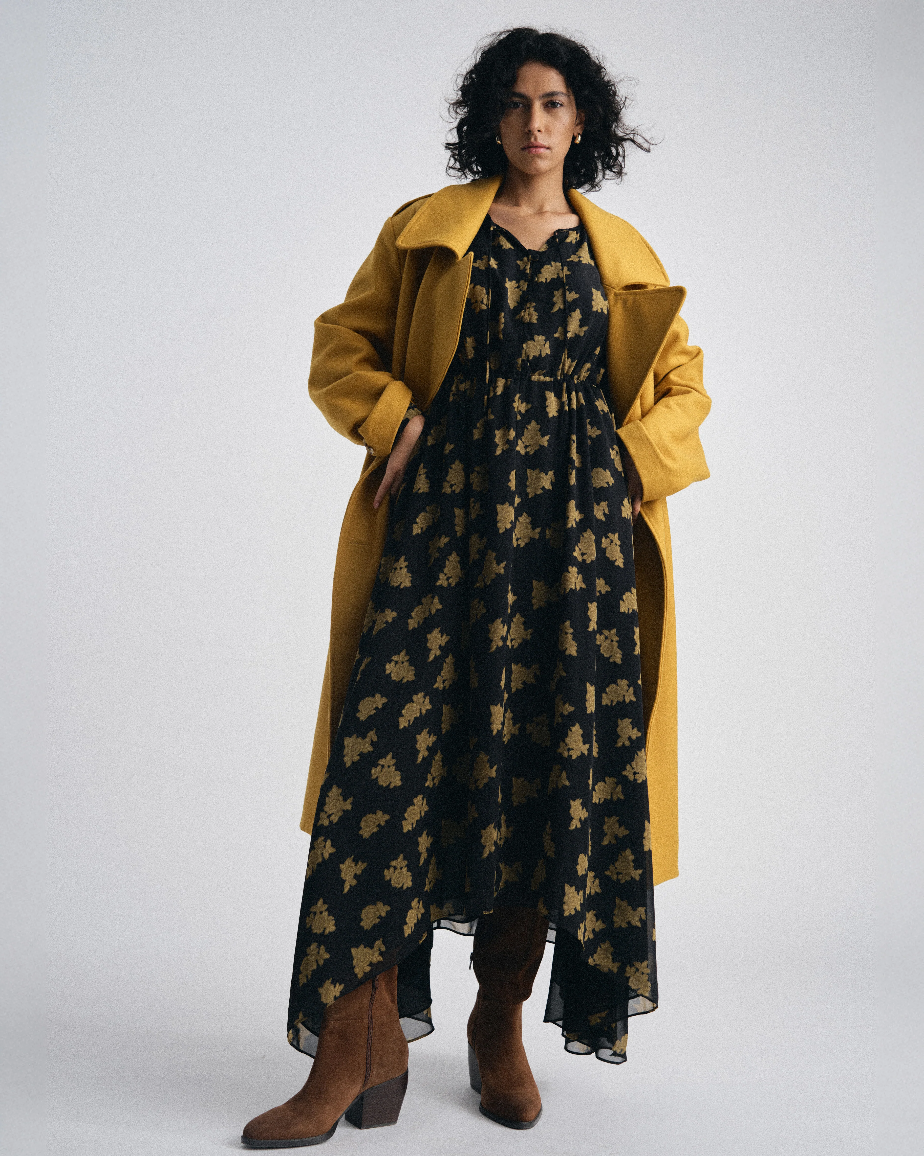 Karina Chiffon Dress - Gold Heirloom Print - Image 6