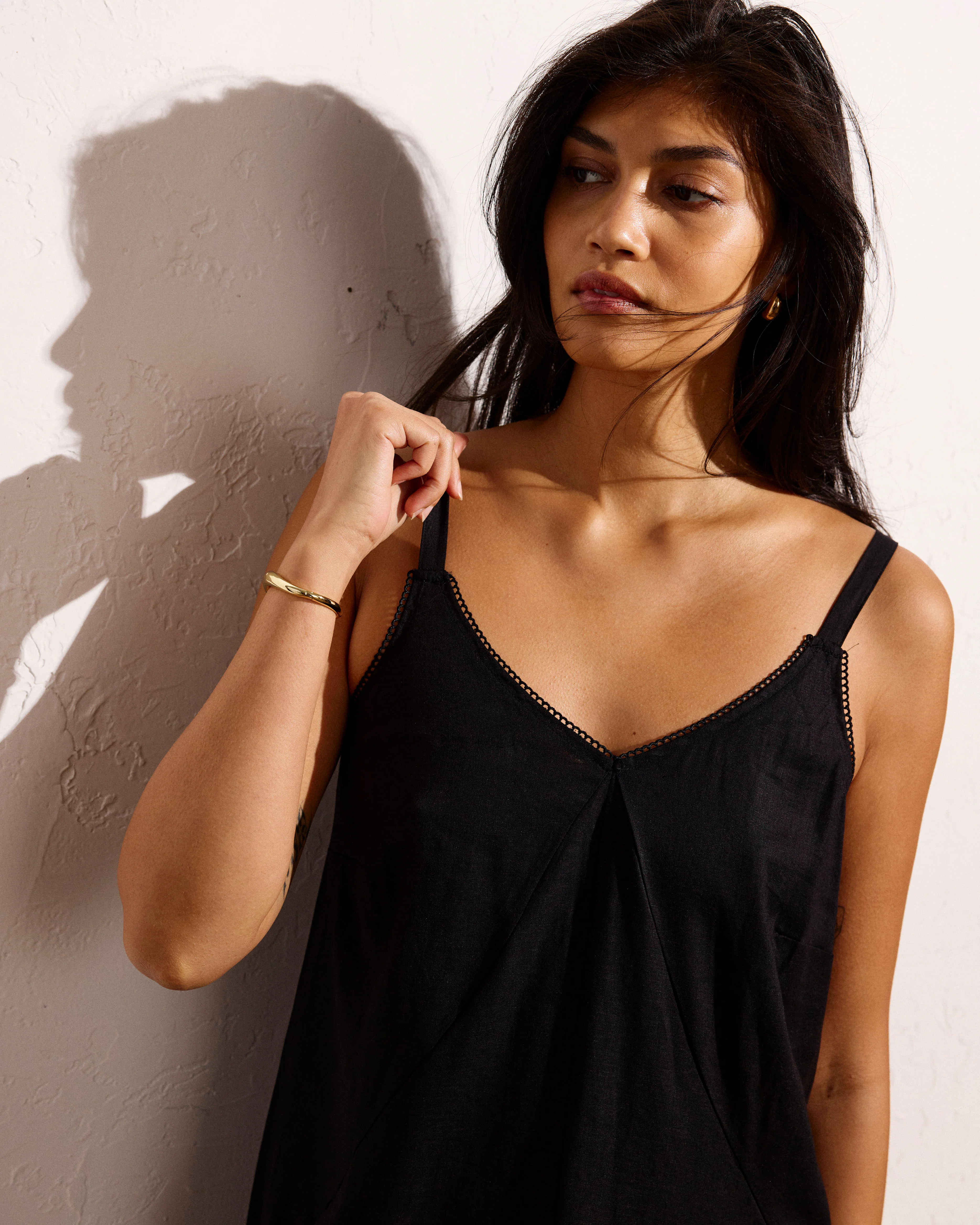 Kite Linen Blend Dress - Black - Image 3