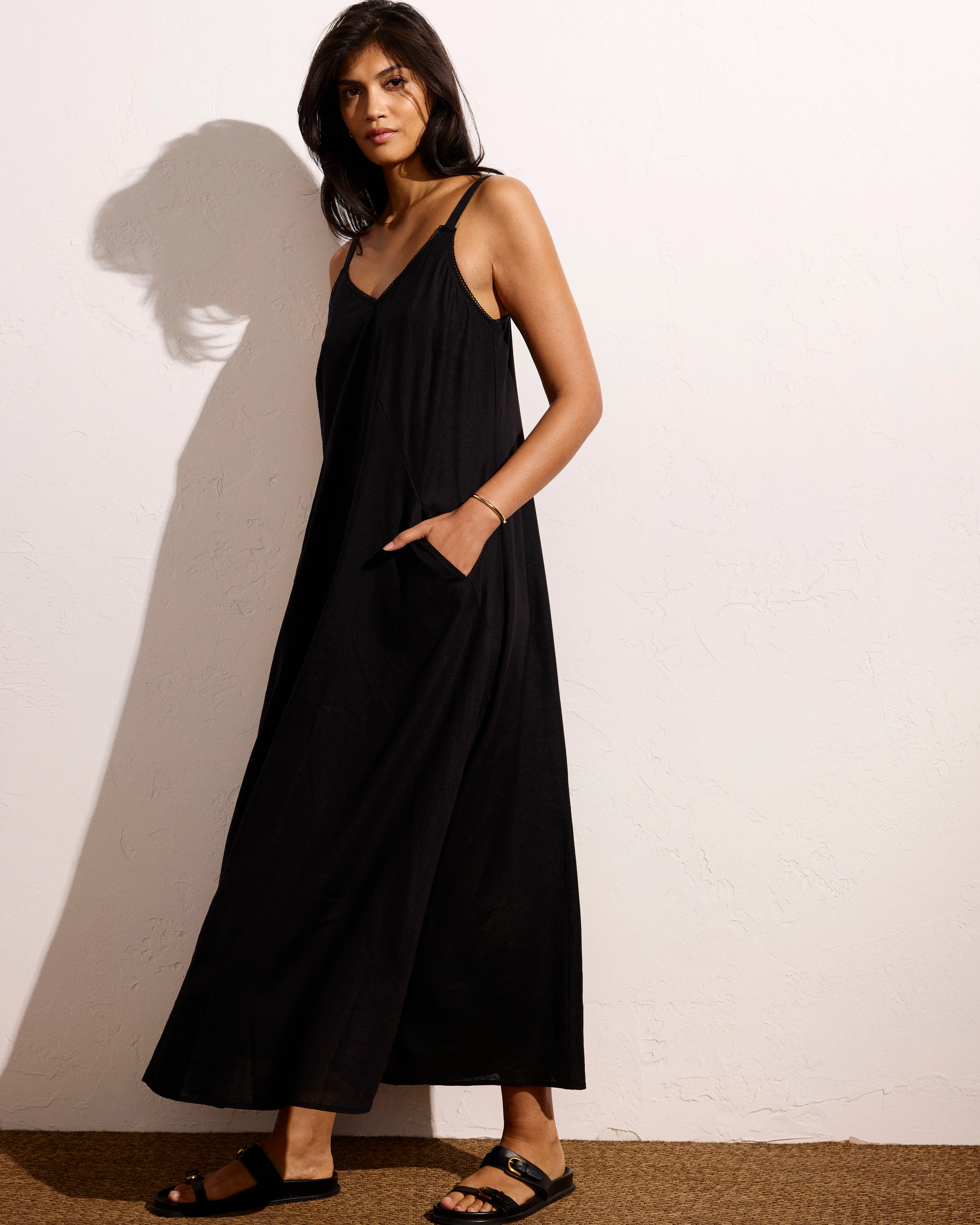 Kite Linen Blend Dress - Black - Image 4