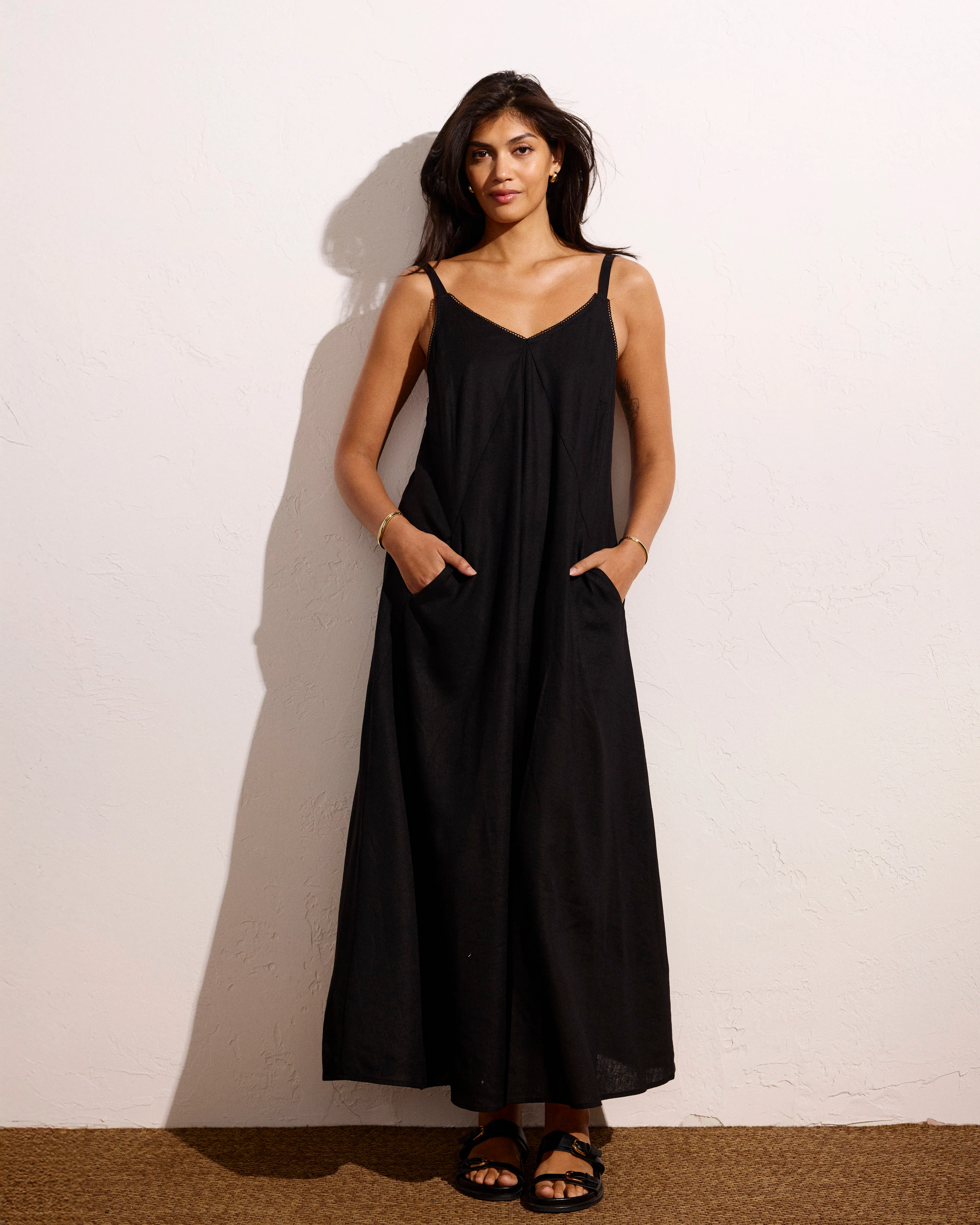 Kite Linen Blend Dress - Black - Image 5
