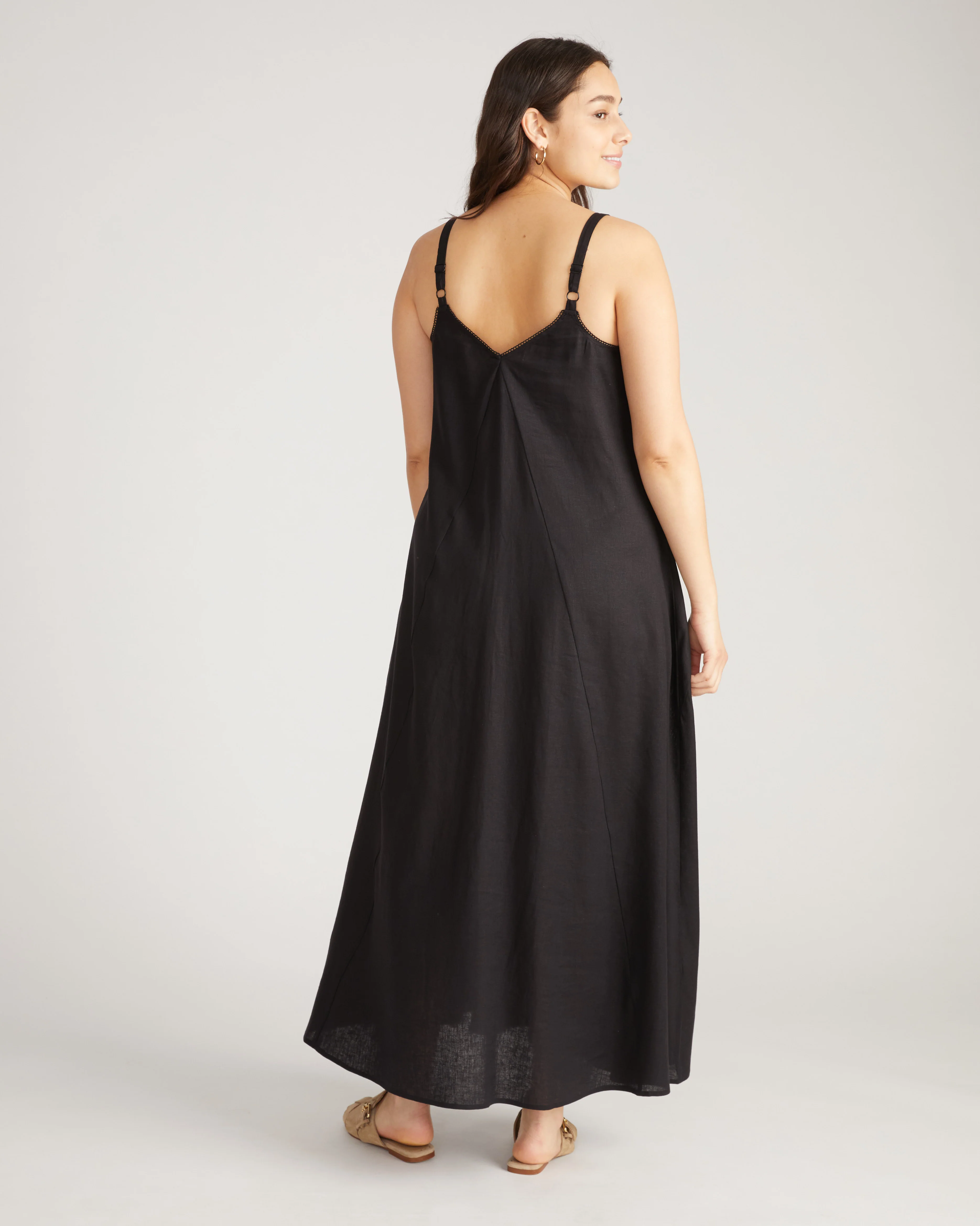 Kite Linen Blend Dress - Black - Image 7