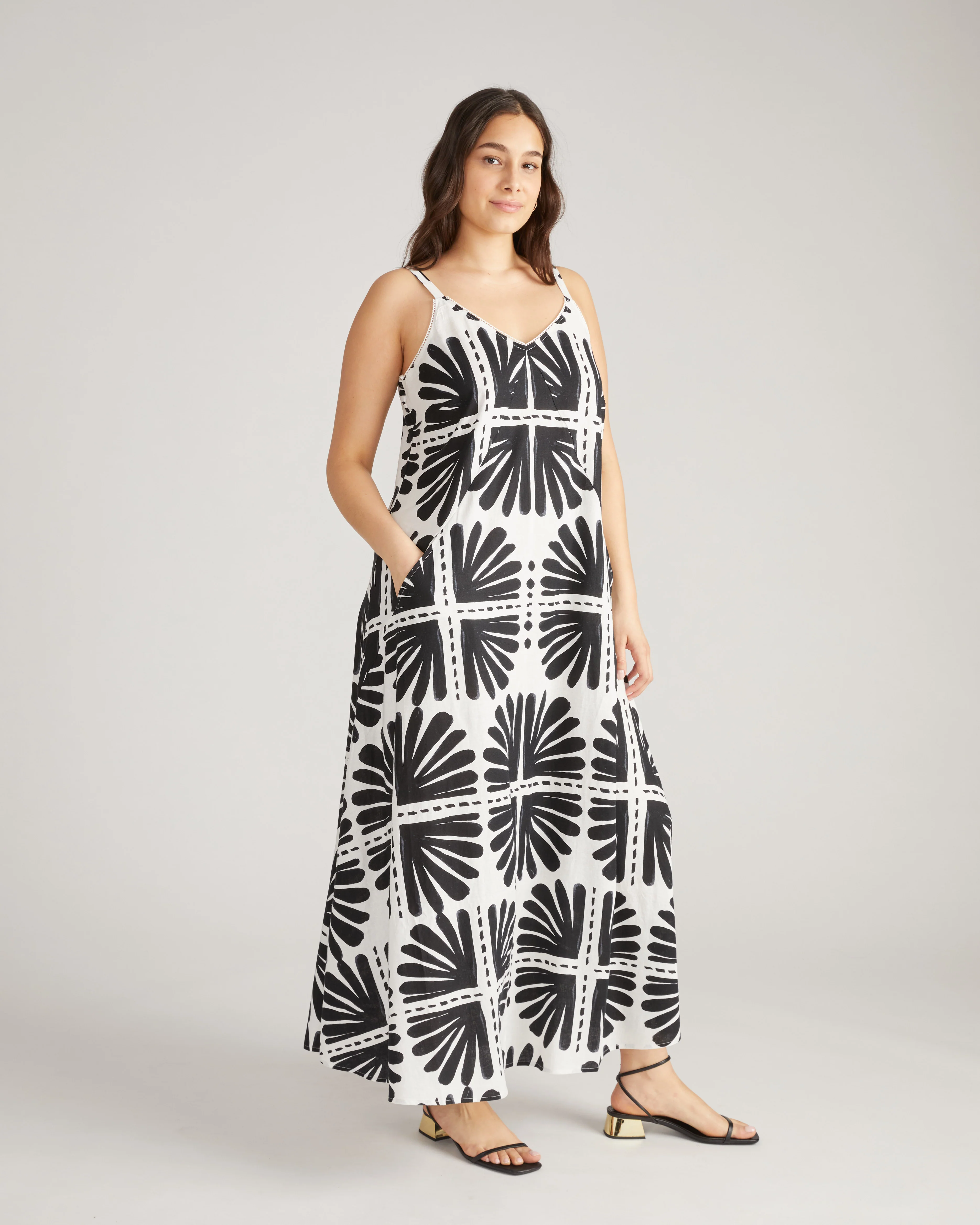 Kite Linen Blend Dress - Ink Bloom Print - Image 6