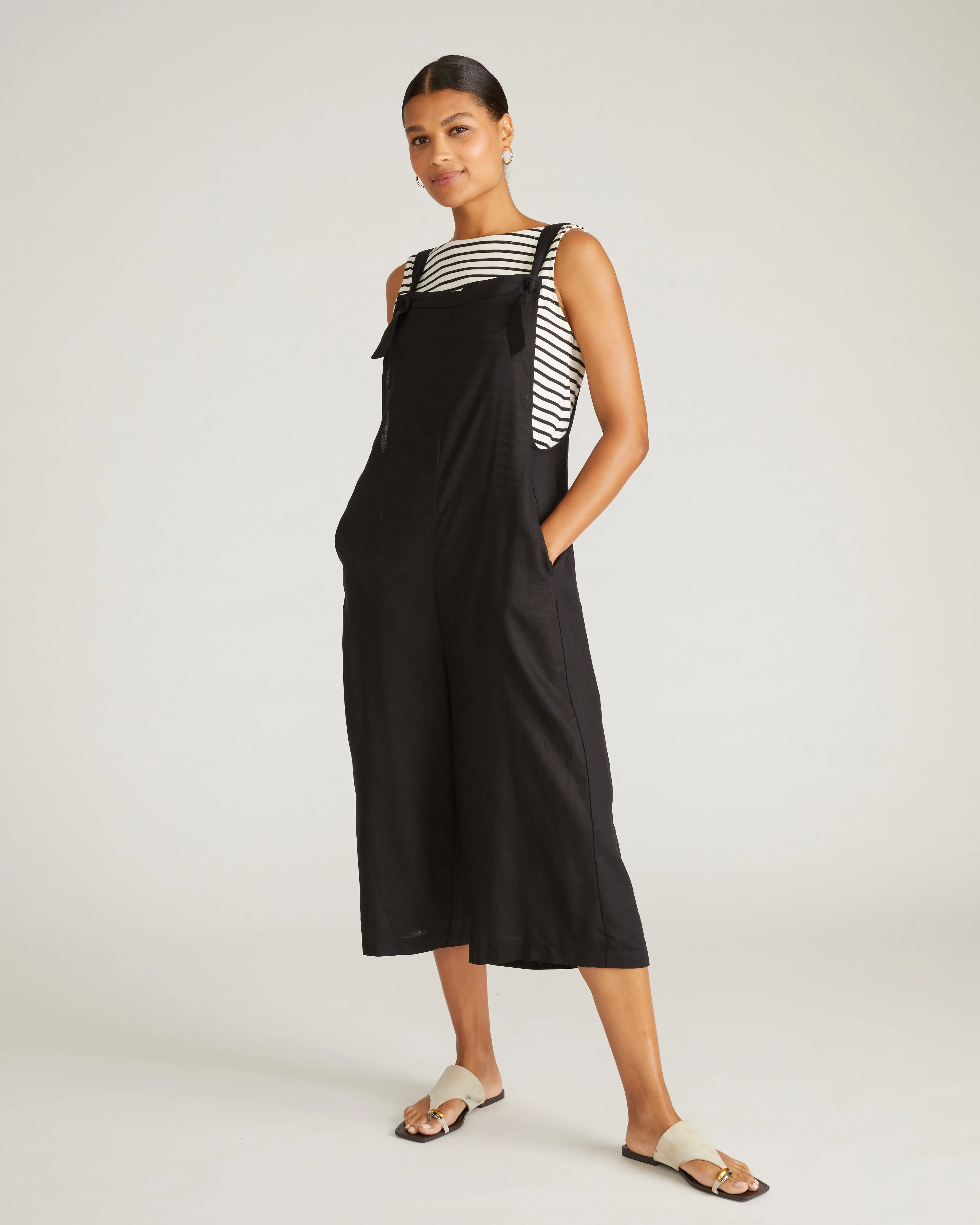 Kora Linen Blend Overalls - Black - Image 3