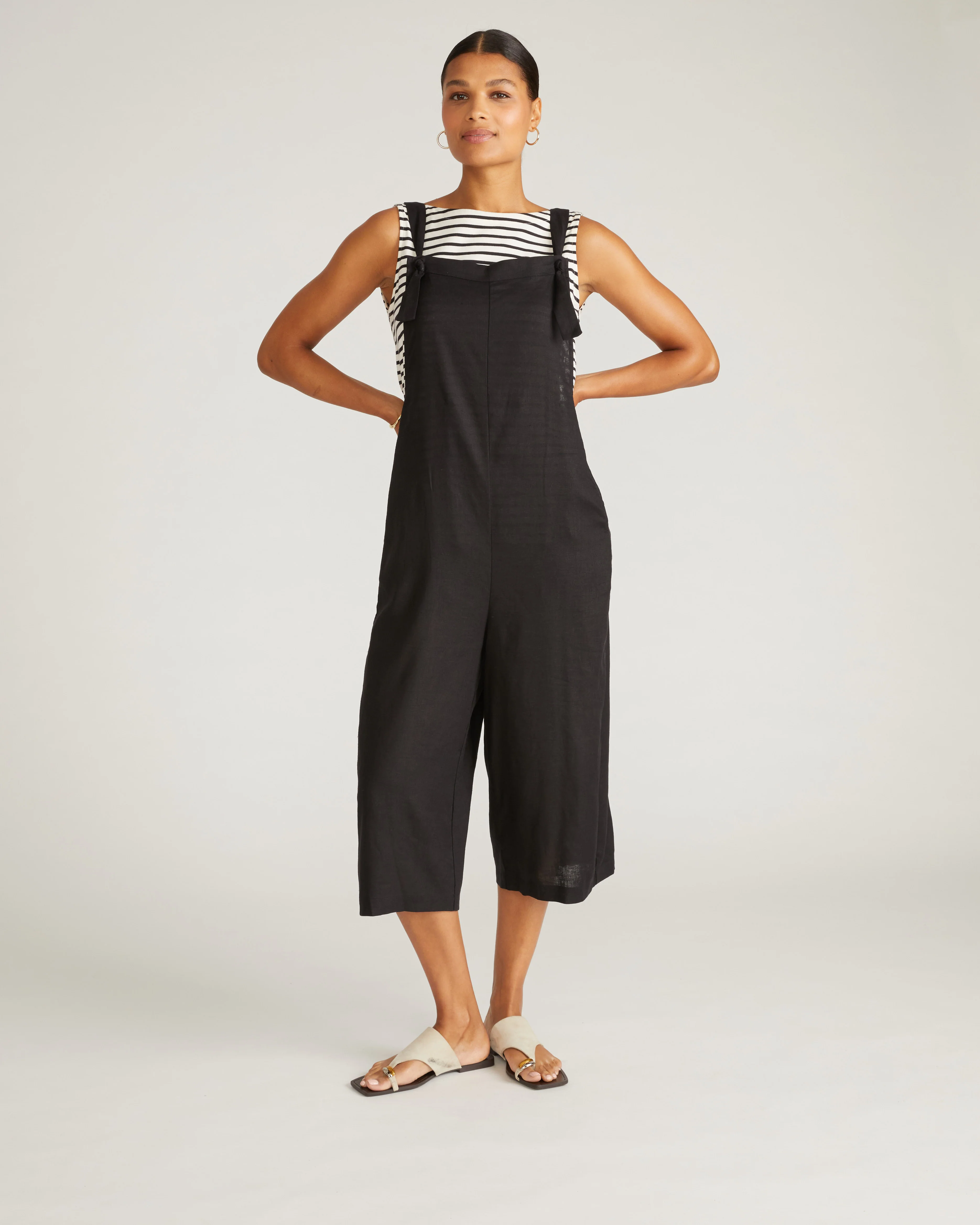 Kora Linen Blend Overalls - Black - Image 4