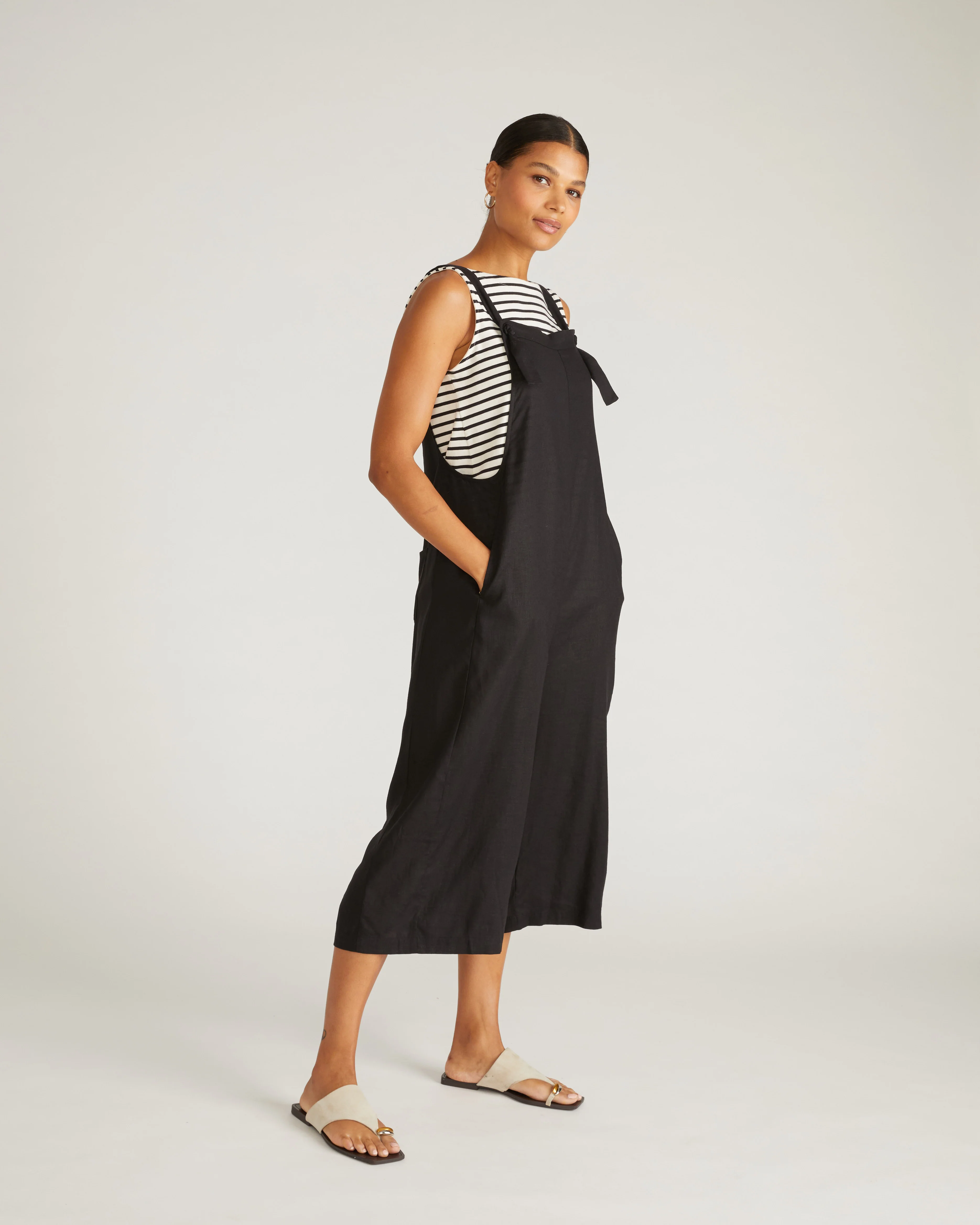 Kora Linen Blend Overalls - Black - Image 5