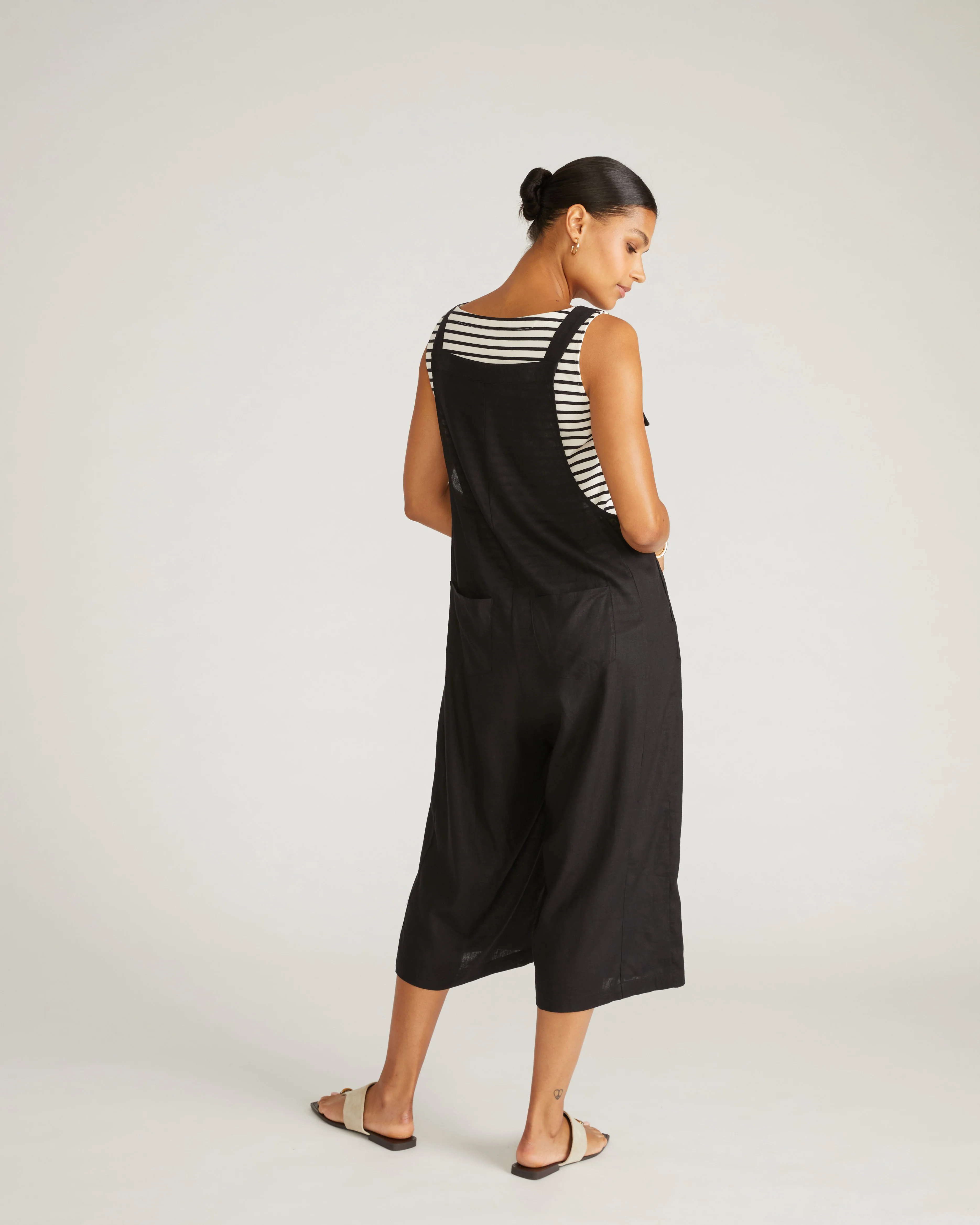 Kora Linen Blend Overalls - Black - Image 6