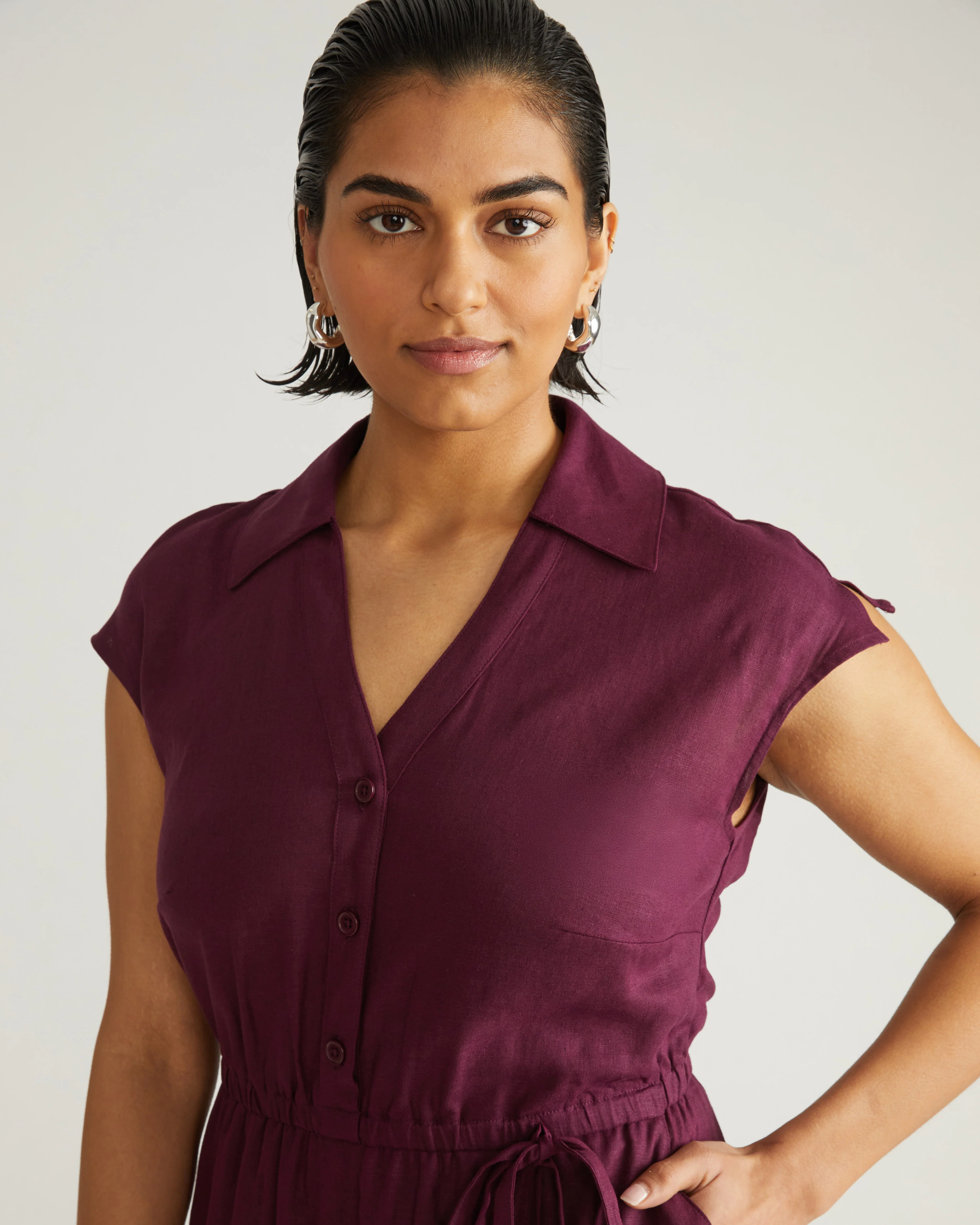 Laurel Linen Blend Dress - Acai - Image 3