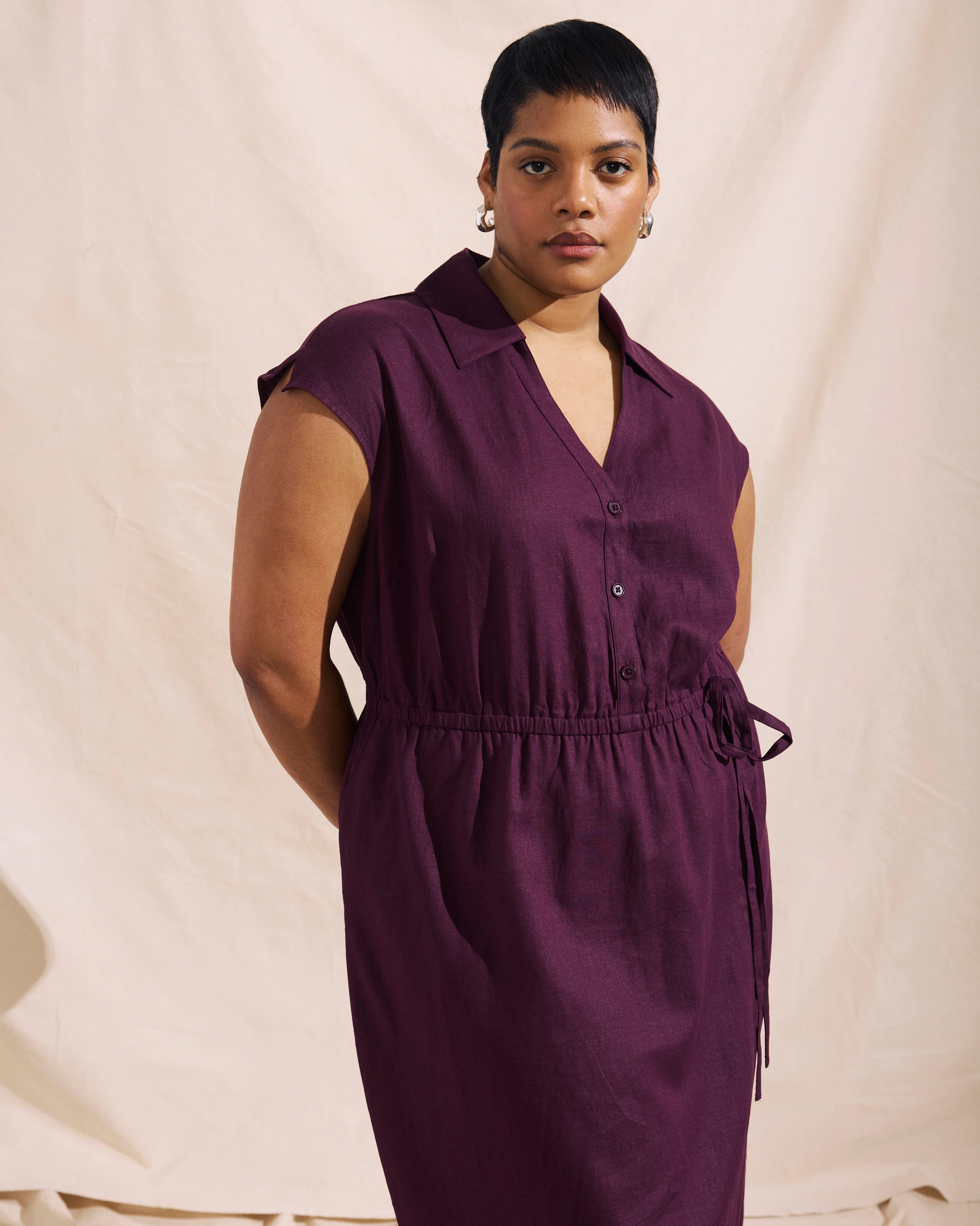 Laurel Linen Blend Dress - Acai - Image 5