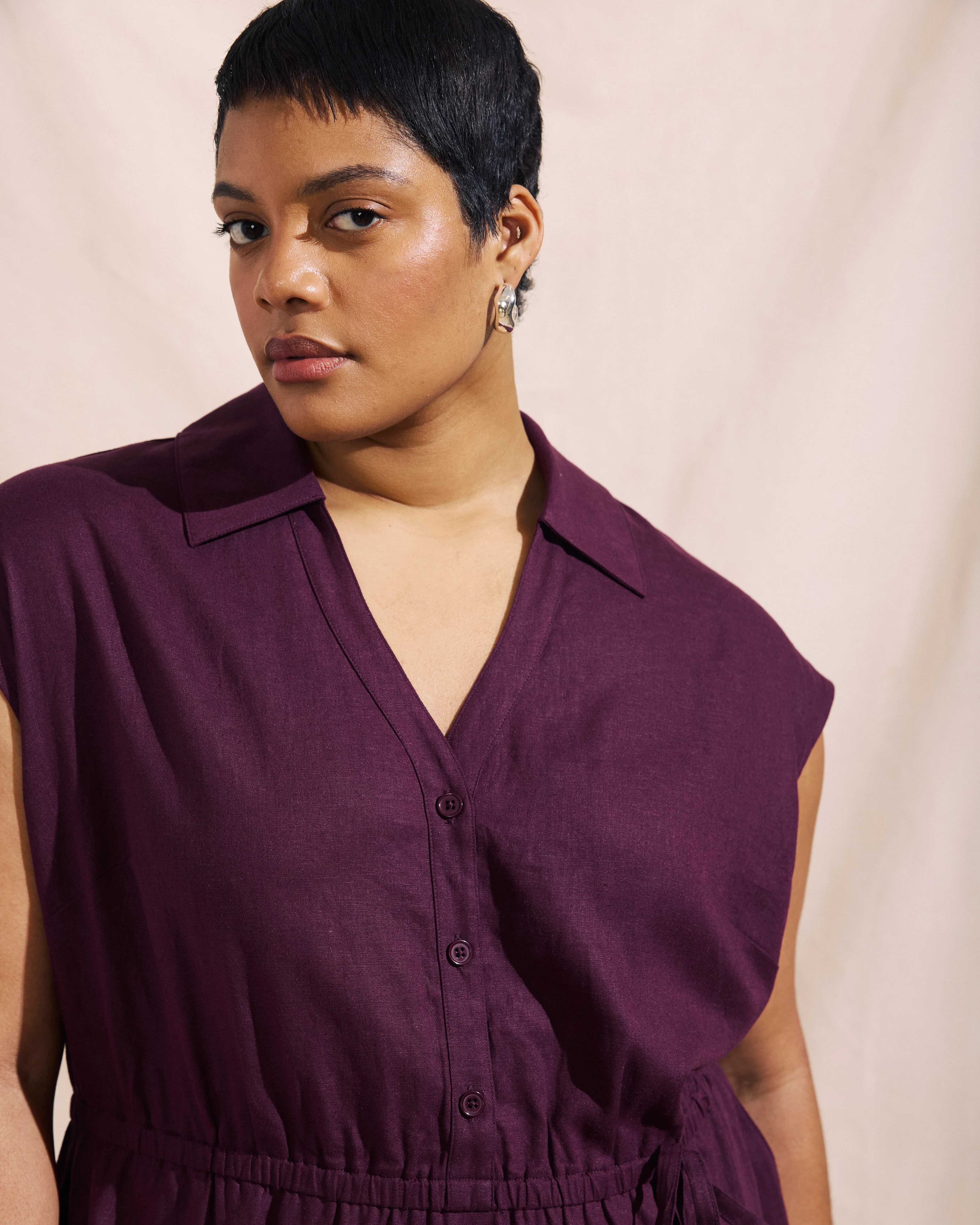 Laurel Linen Blend Dress - Acai - Image 6