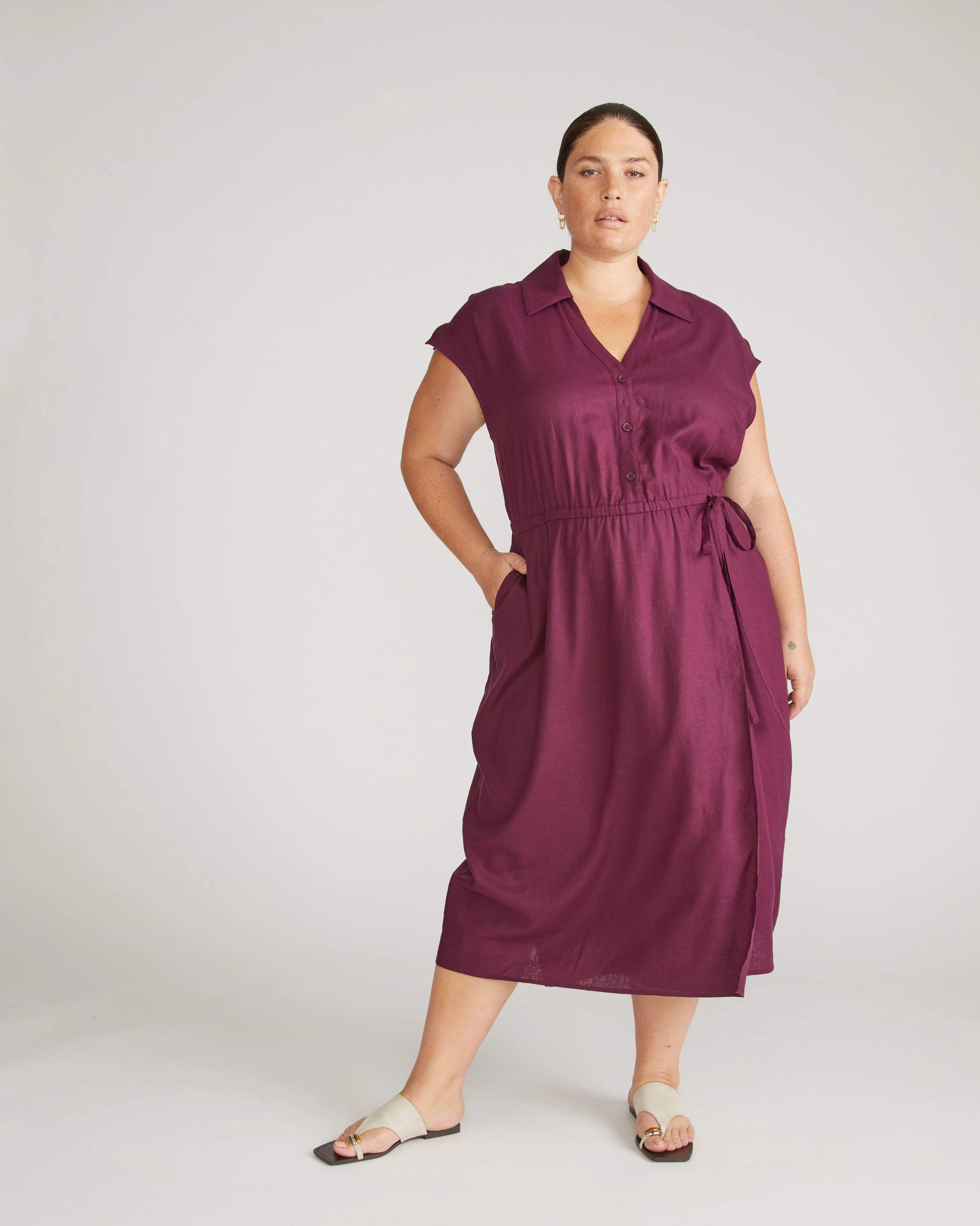 Laurel Linen Blend Dress - Acai - Image 7