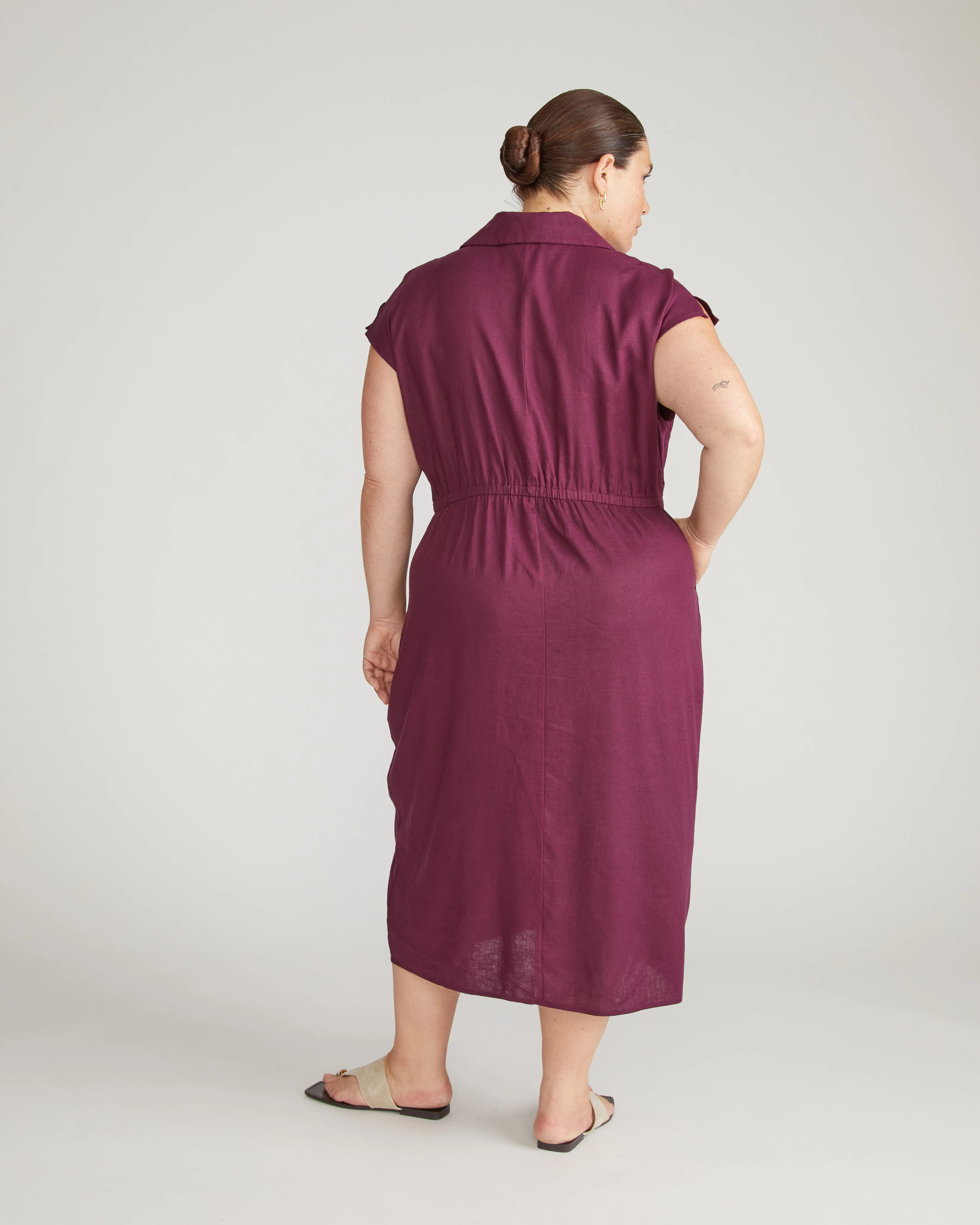 Laurel Linen Blend Dress - Acai - Image 8