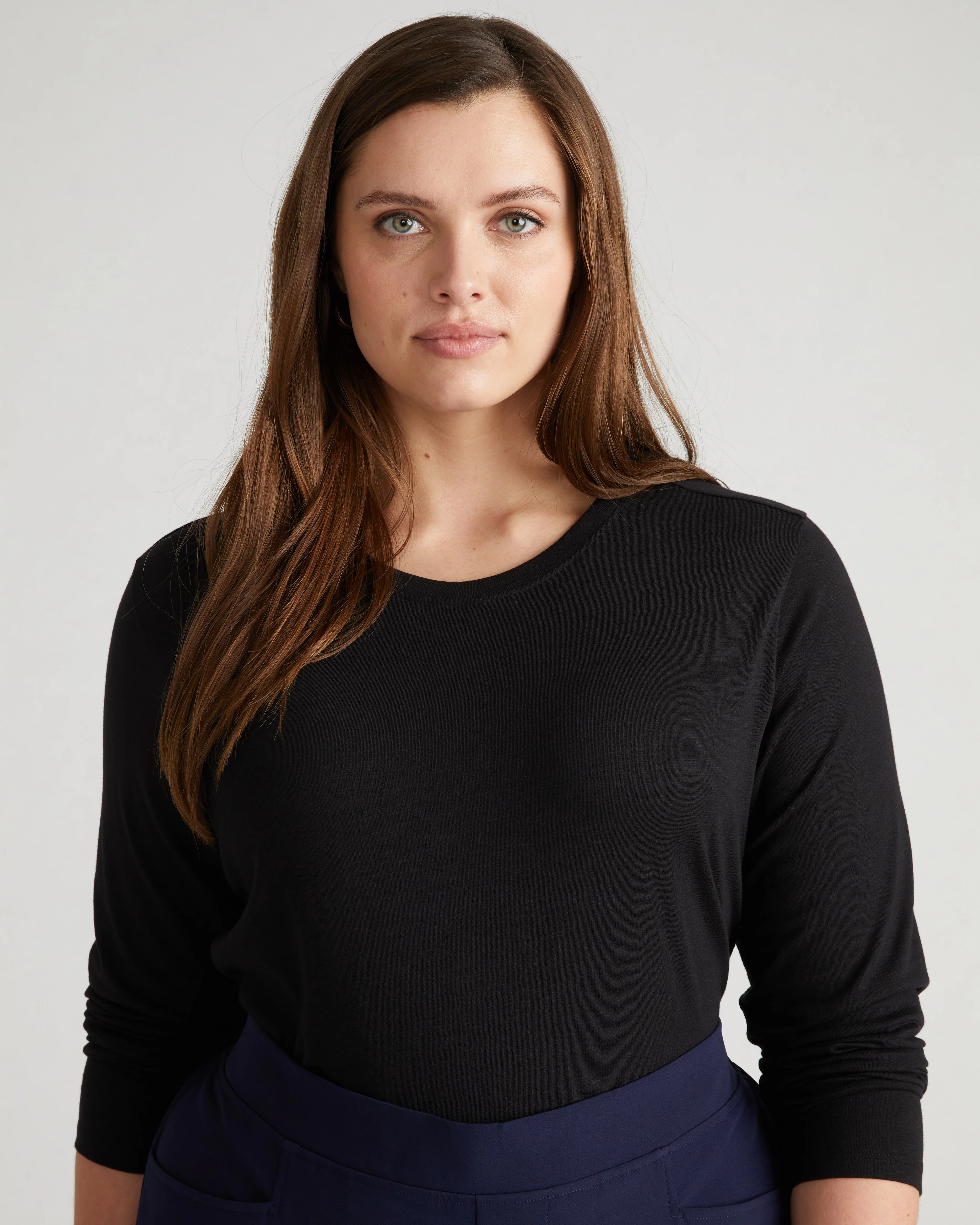 Light-As-Air Long Sleeve Crew Neck Tee - Black