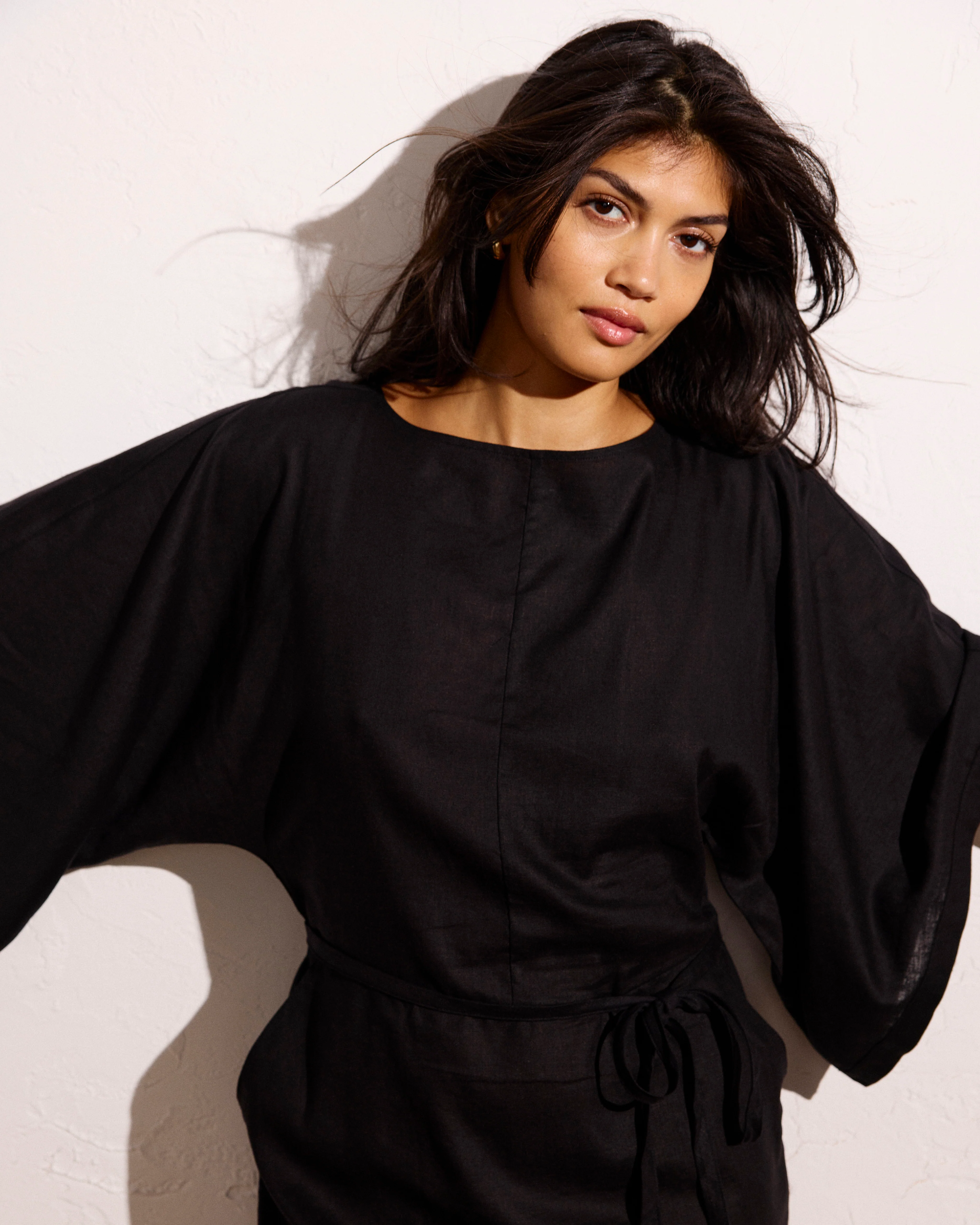 Lio Linen Blend Dress - Black - Image 3
