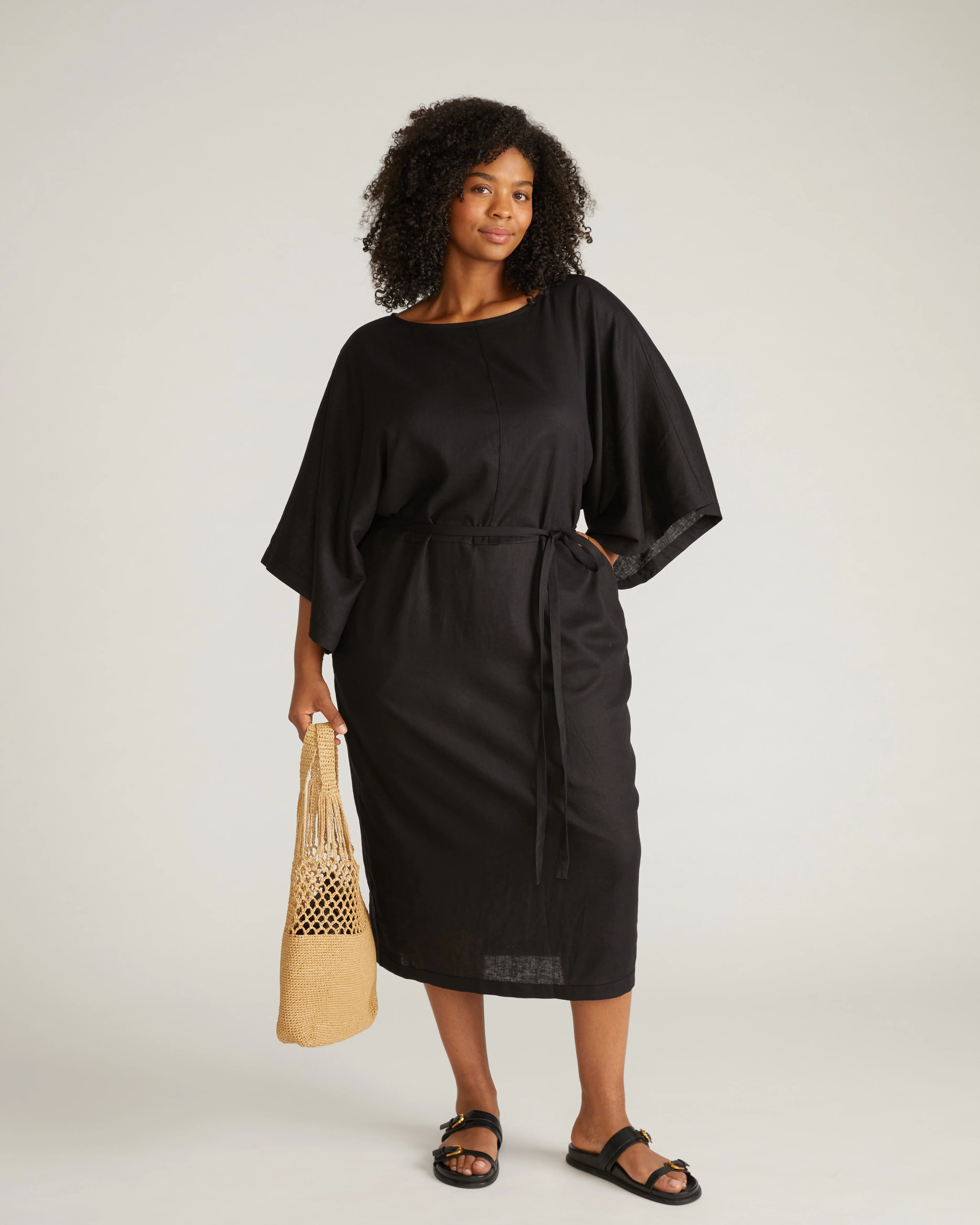 Lio Linen Blend Dress - Black - Image 5
