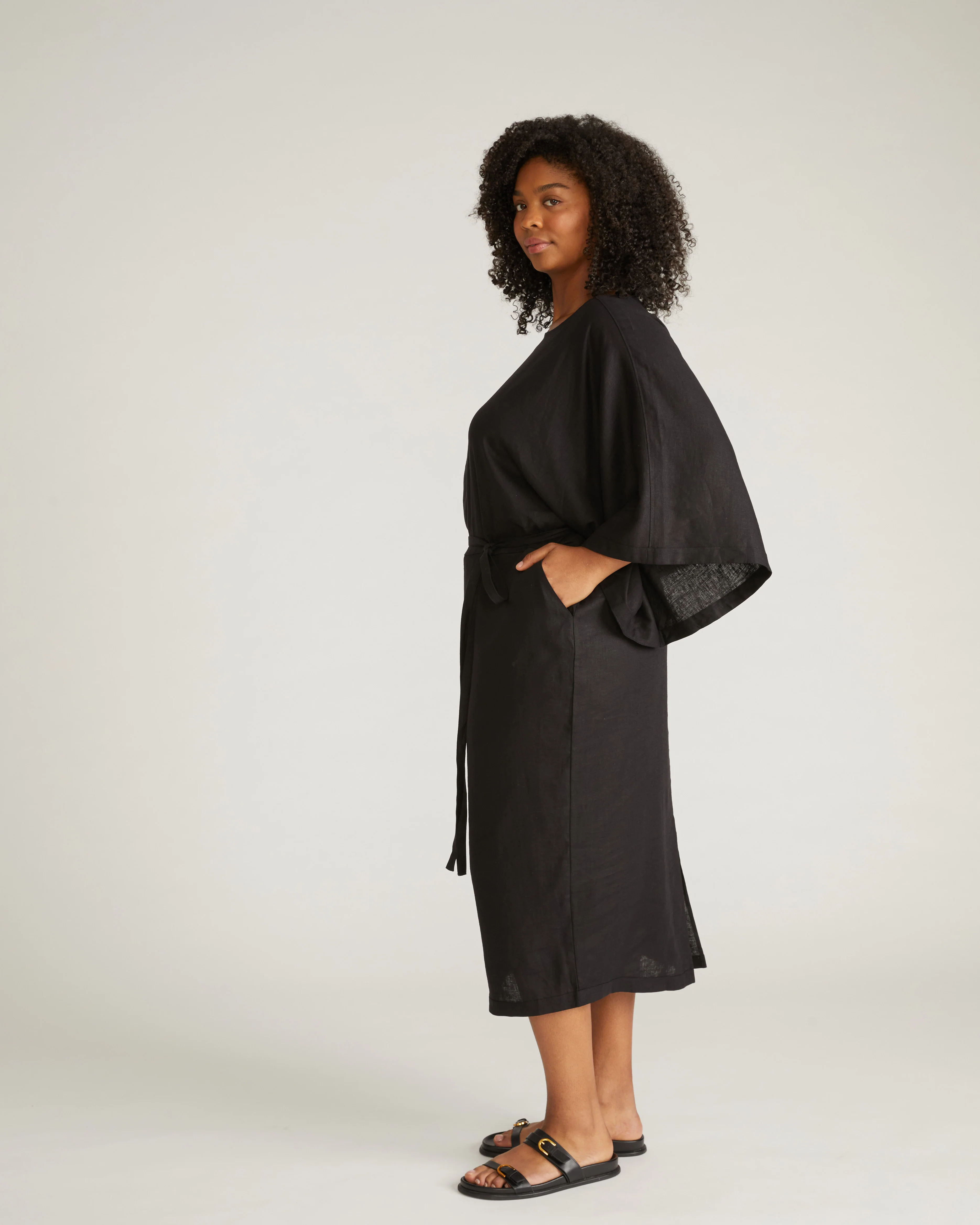 Lio Linen Blend Dress - Black - Image 6